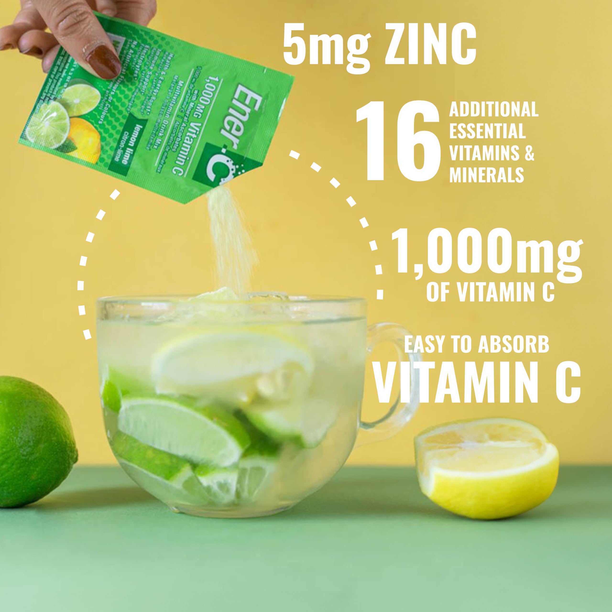 Ener-C Multivitamin Drink Mix Packets – Hydration, Immune Support, Lemon Lime, 60 Count