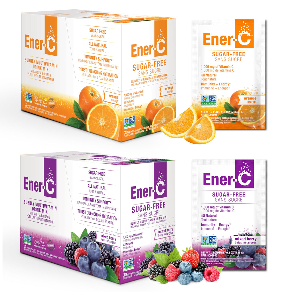 Ener-C Sugar Free Multivitamin Drink Mix – Orange & Berry, 60 Count