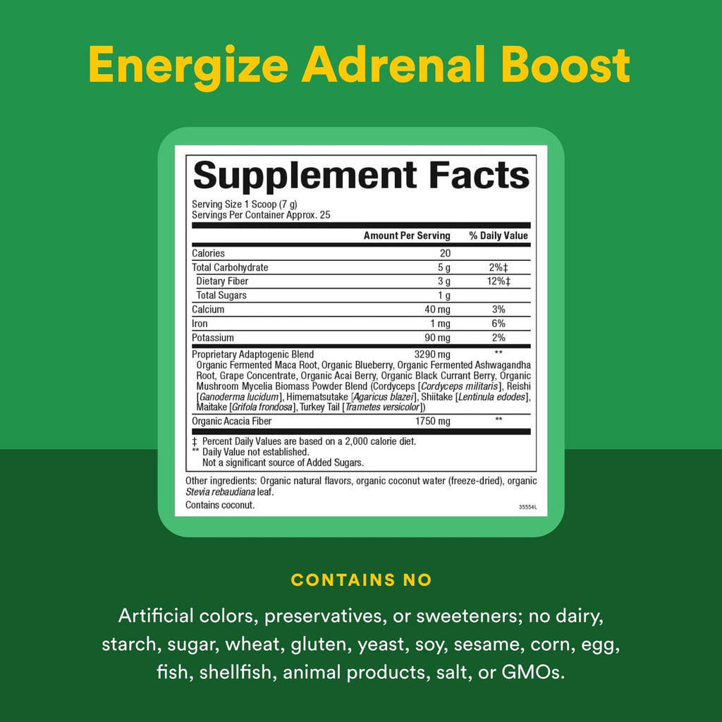 Whole Earth & Sea by Natural Factors — Energize Adrenal Boost with Maca Root & Ashwagandha, 6.2 oz Powder