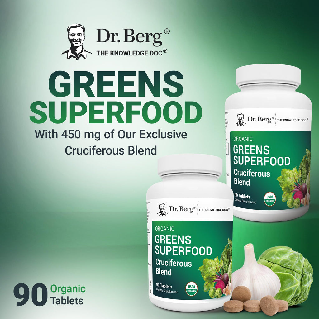 Dr. Berg's Greens Superfood – Cruciferous Veggie Tablets (90 Count)