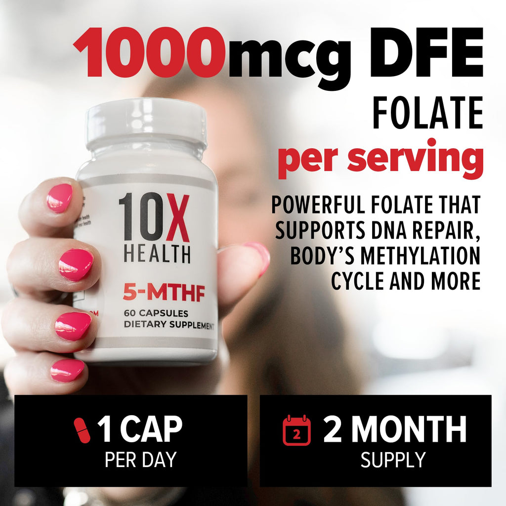 10X Health 5-MTHF Methylfolate with Magnesium | 60 Capsules
