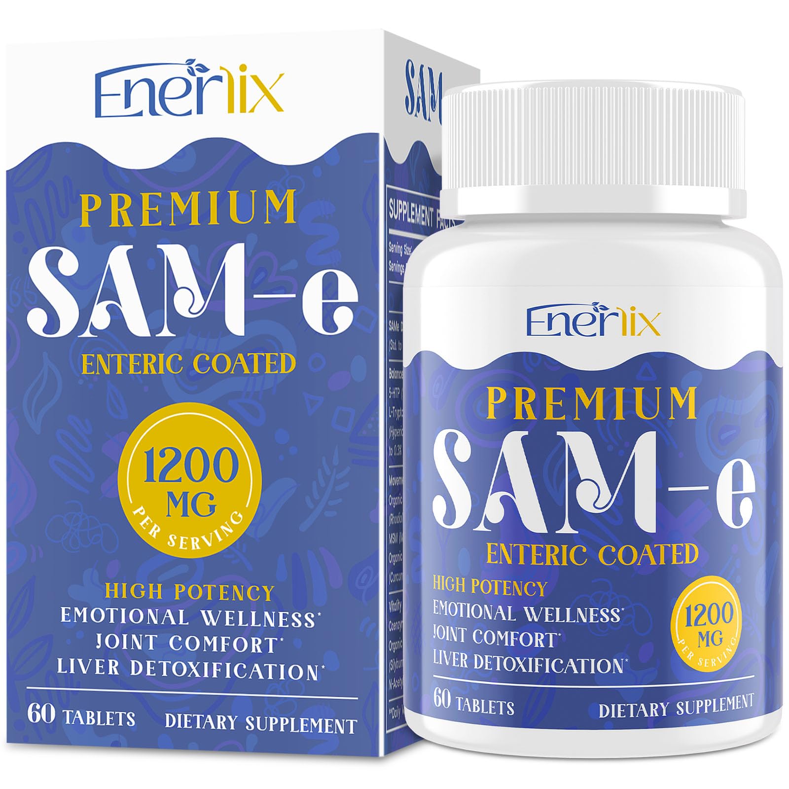 1200 mg SAM-e Supplement - Enteric Coated, Vegan | Brain Mood Joints Liver