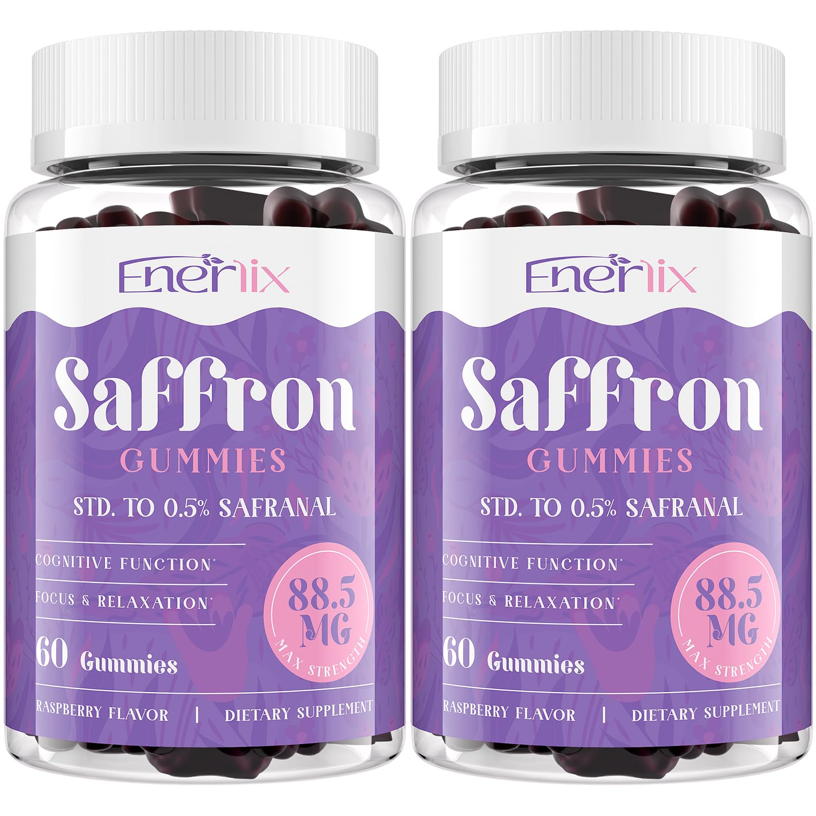 Enerlix Saffron Gummies 88.5 mg – Mood & Focus Support, 120 Servings