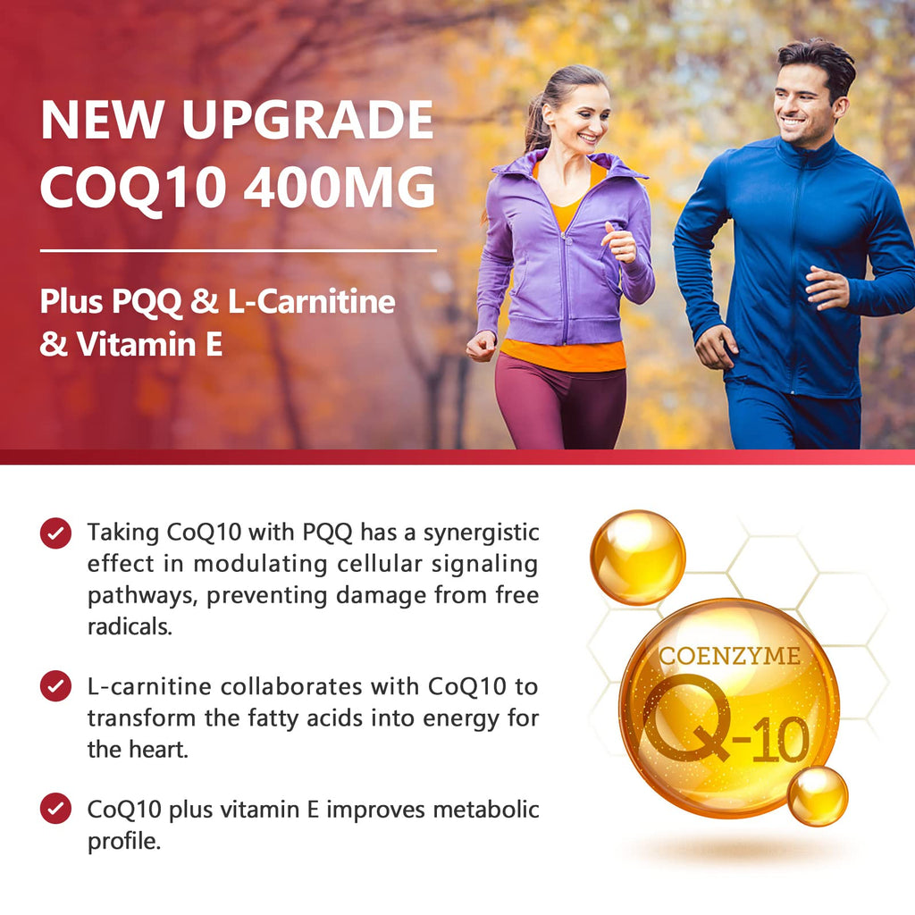 Nature Target CoQ10 400mg with PQQ, Omega-3s & L-Carnitine – High-Absorption CoQ10 with BioPerine | 120 Servings