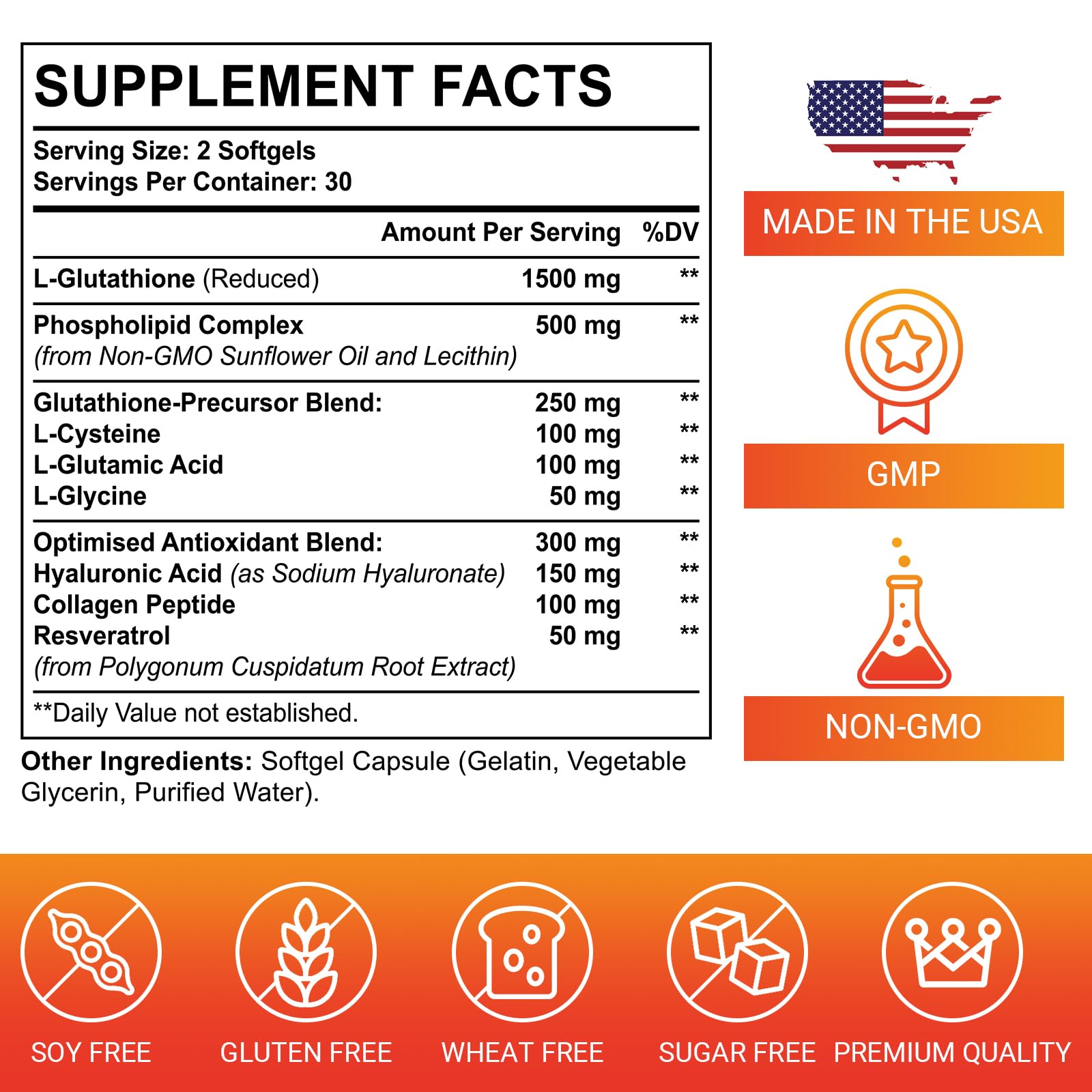 Liposomal Glutathione Softgels - Enhanced Absorption, Immune & Liver Support (Gluten Free, 120 Softgels)