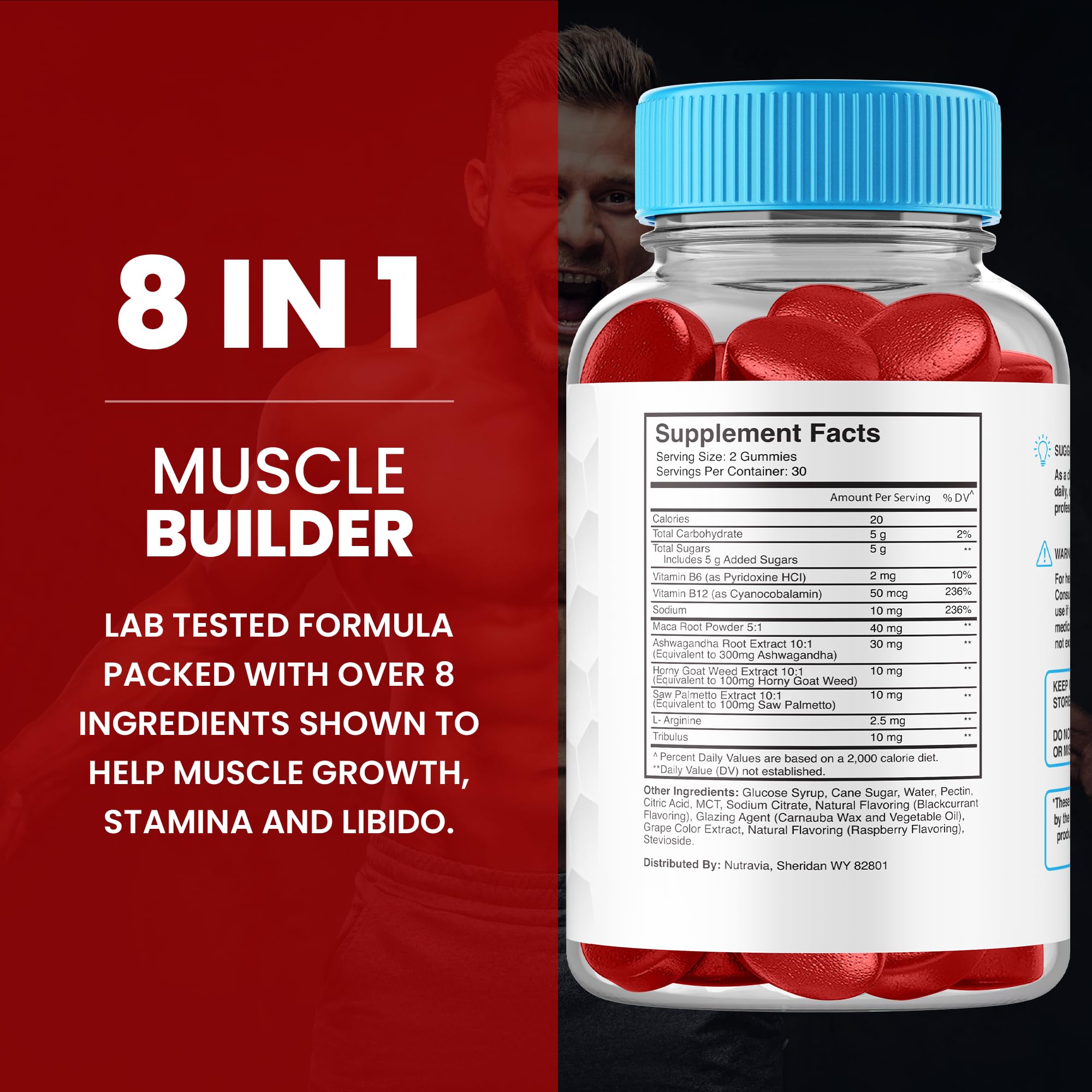 Male Enhancing Gummies - 6 in 1 Testosterone Booster for Men | 60 Gummies