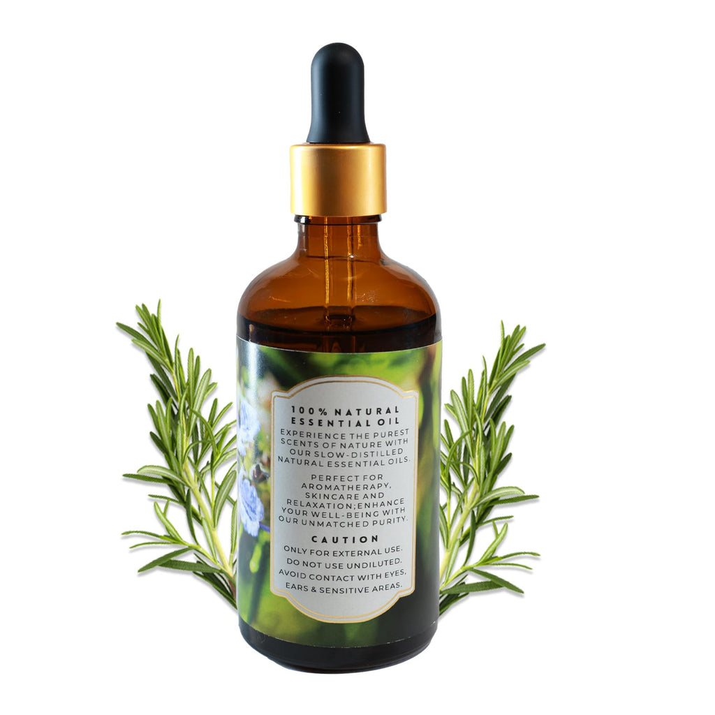 Enhanced Essentials Rosemary Essential Oil – Pure & Undiluted, 100 ml | Glass Dropper
