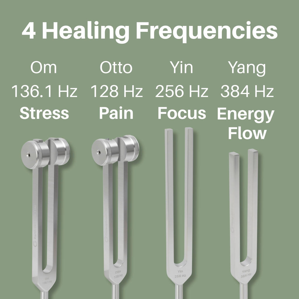 ENSO SENSORY Resonance Tuning Fork Set – 128Hz, 136.1Hz, 256Hz, 384Hz for Stress, Sleep & Chakra Balance
