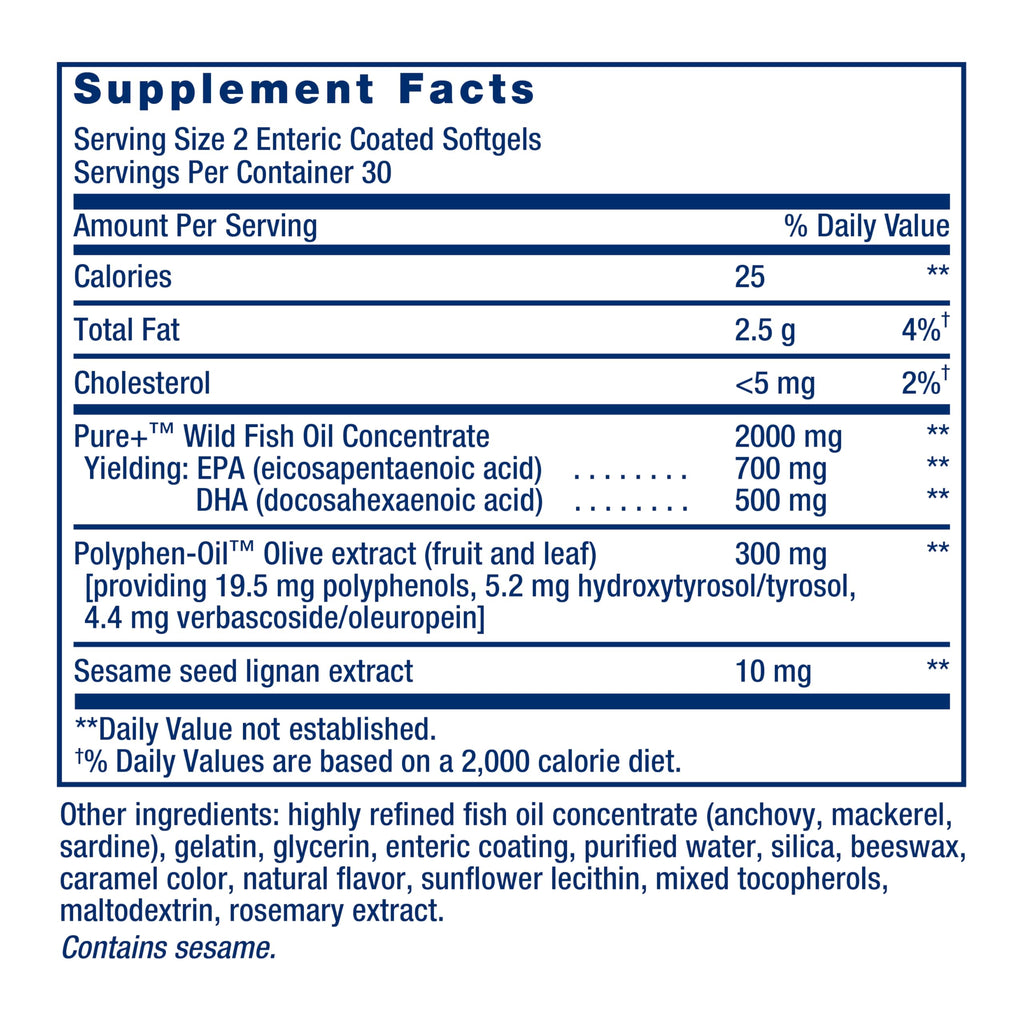 Life Extension Super Omega-3 EPA/DHA with Olive Extract & Sesame Lignans