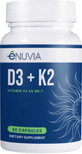 Enuvia D3+K2 Vitamin D3 K2 Supplement – 60 Veggie Capsules – Made in USA