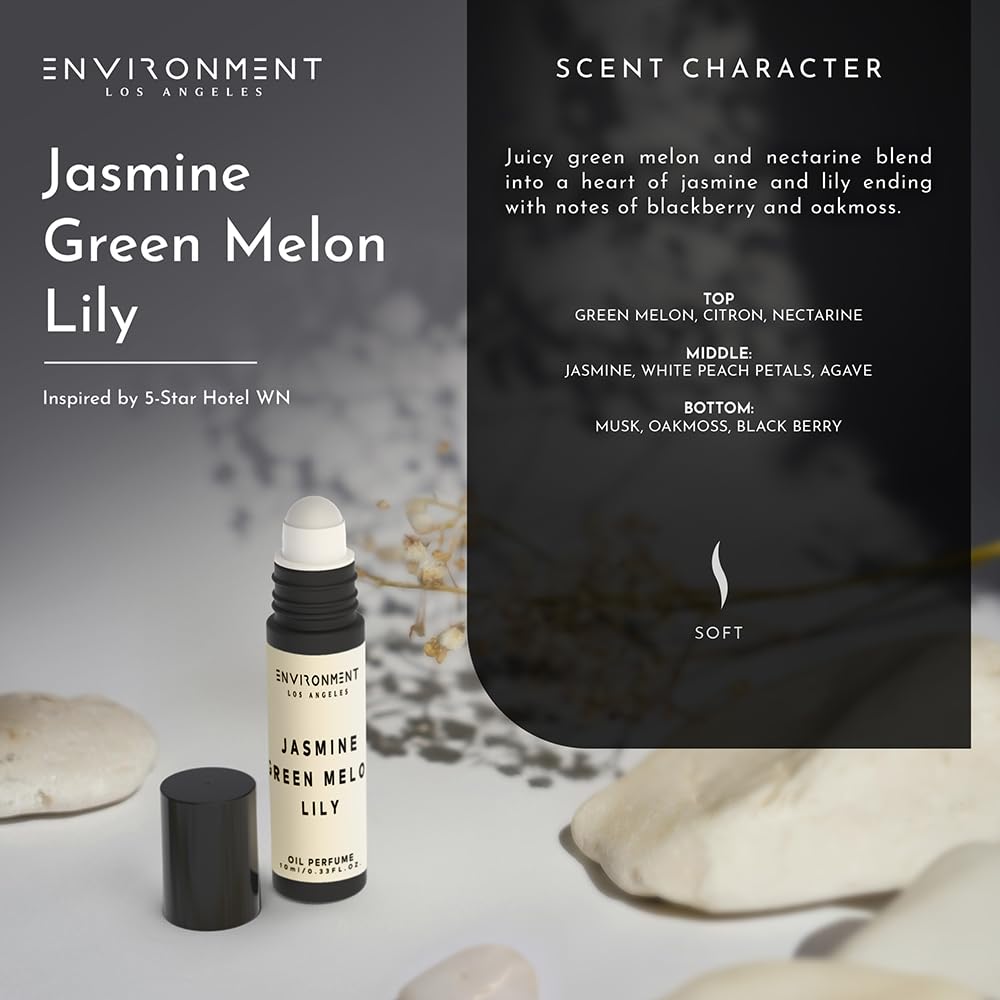 ENVIRONMENT WN 10ml Roll-On Perfume – Jasmine, Green Melon & Lily, Resort-Inspired, Vegan