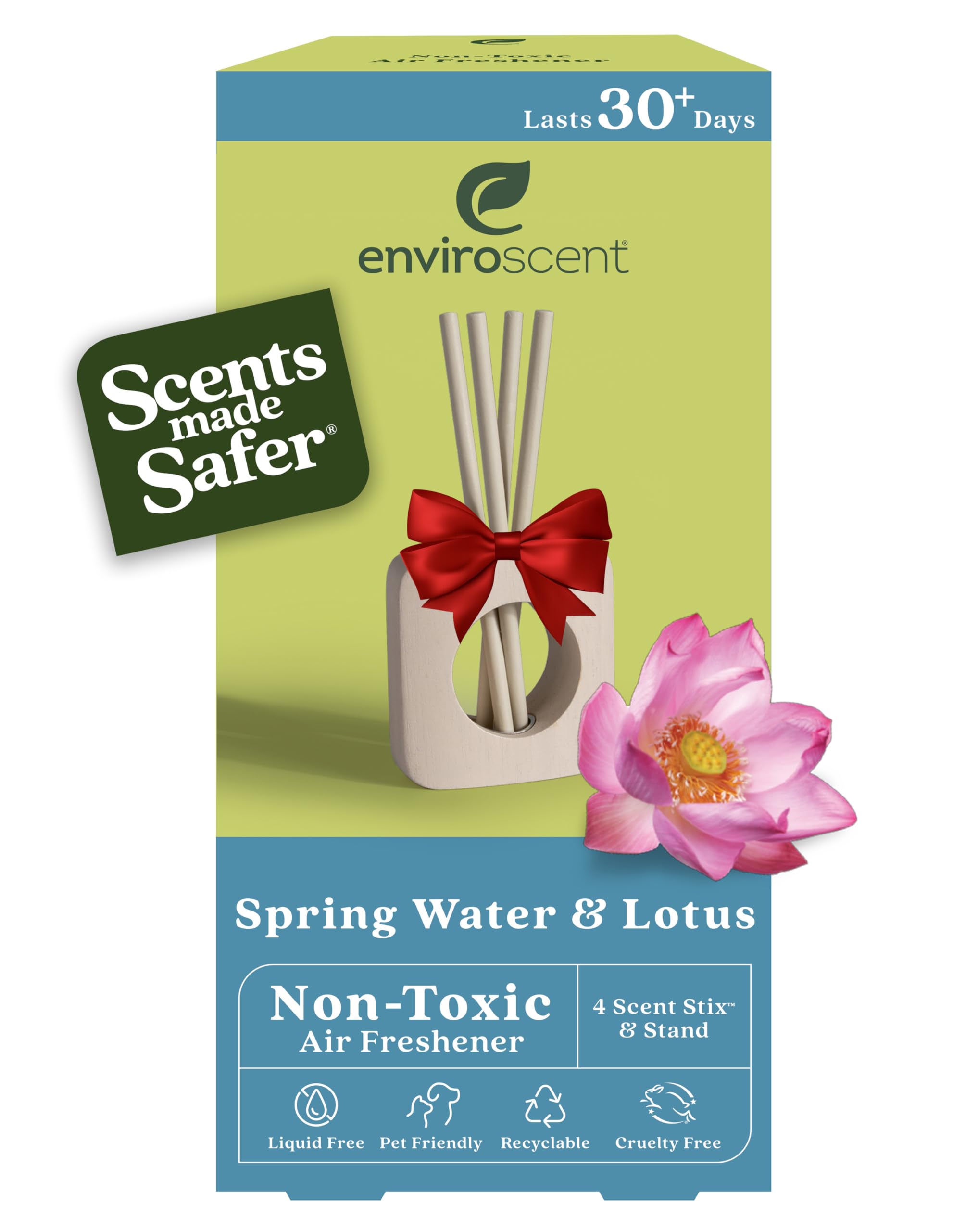 Enviroscent Non-Toxic Air Freshener for Home | Liquid Free Diffuser | 30+ Days | Mango Wood Stand & Scent Stix Refill