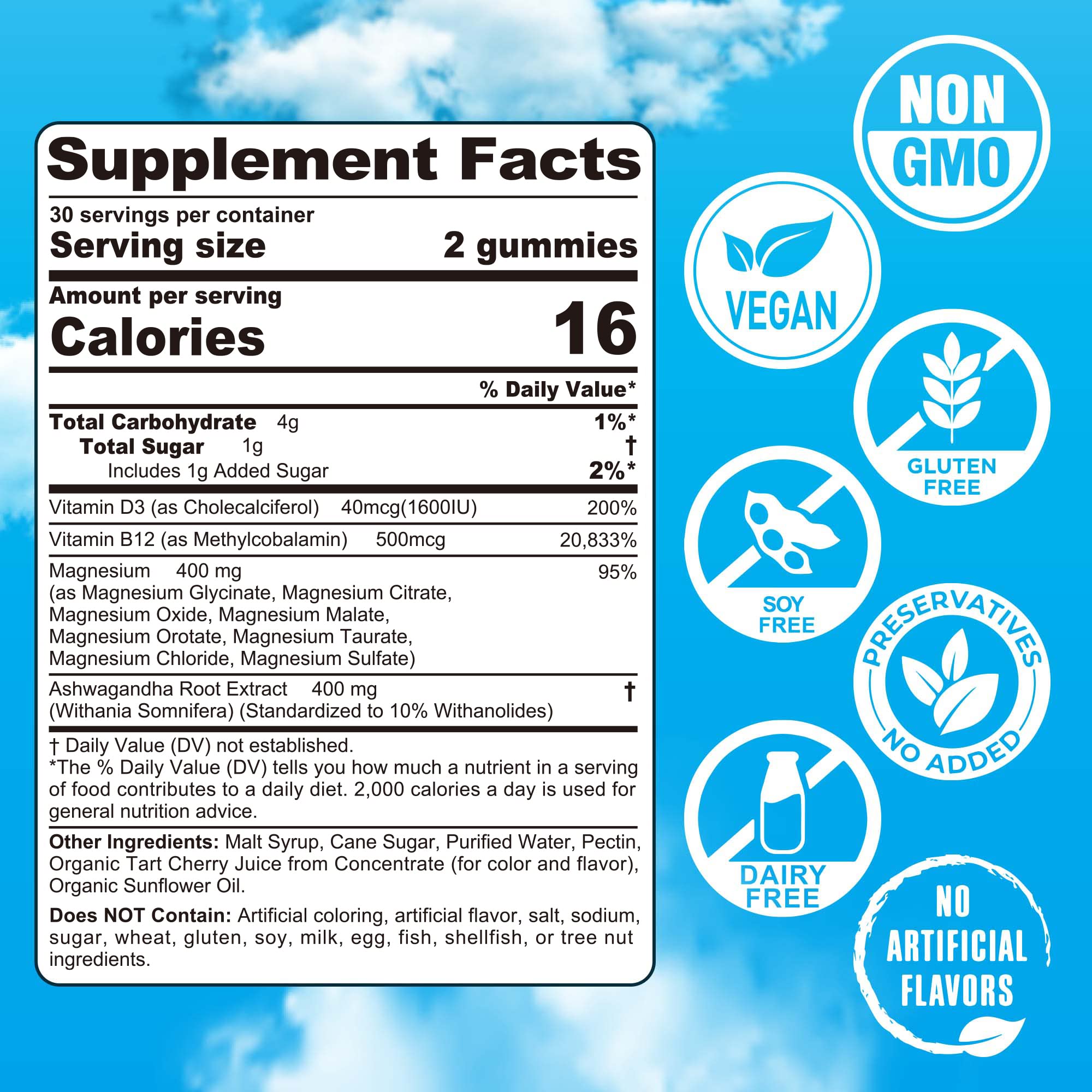 EnvyCure Magnesium Complex Gummies 400mg – 8 Forms + Ashwagandha, D3 & B12 | Vegan 120ct