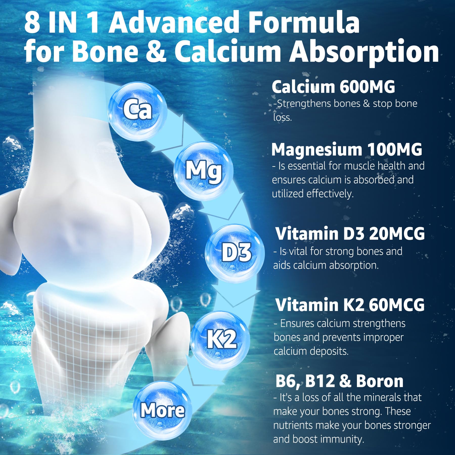 EnvyCure Calcium Gummies 600mg – Ocean Algae Calcium with Vitamin D3, K2, Magnesium | 2-Pack | Vegan, Sugar-Free