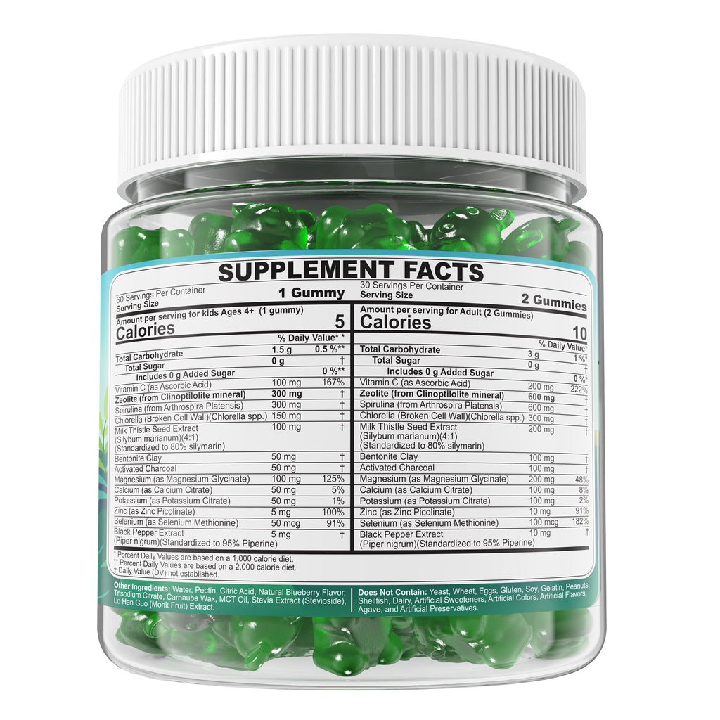 EnvyCure Zeolite Detox Gummies – Sugar-Free, Spirulina & Chlorella, for Kids & Adults – 120 Count