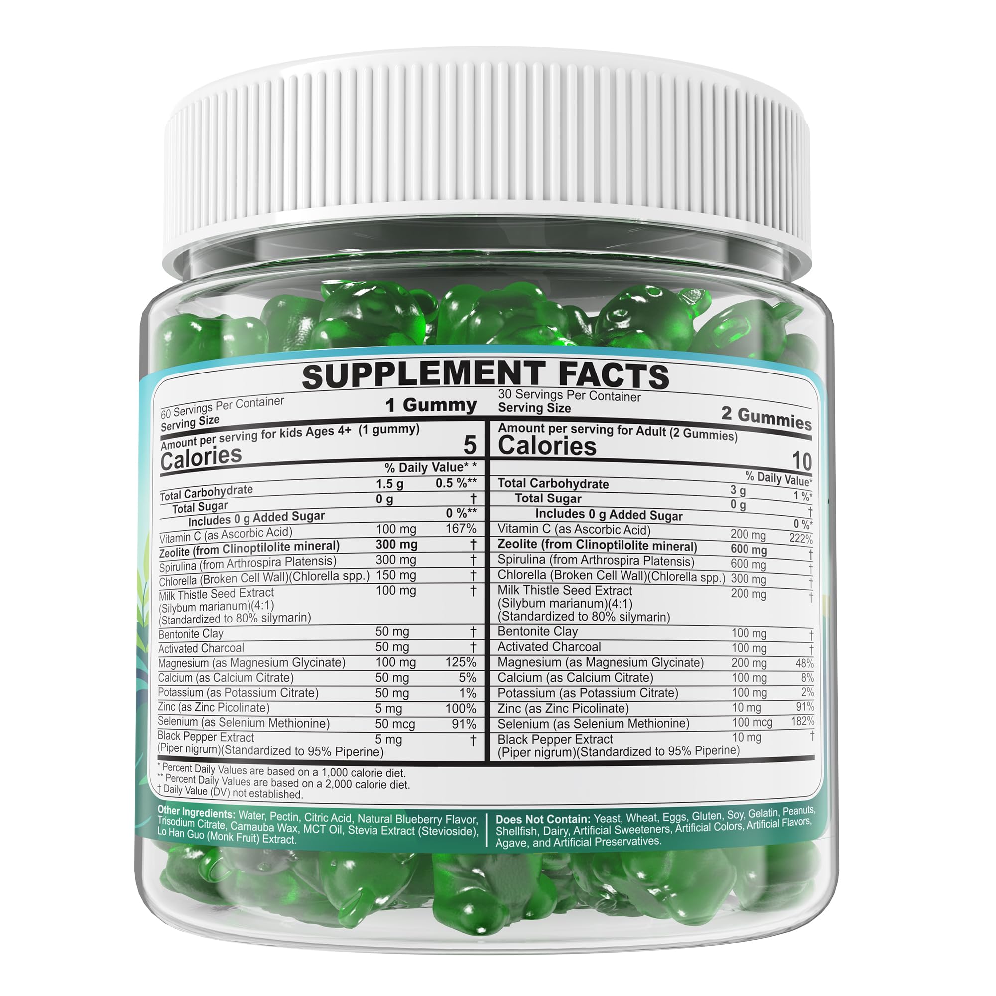 EnvyCure Zeolite Detox Gummies – Sugar-Free, Spirulina & Chlorella, for Kids & Adults – 120 Count