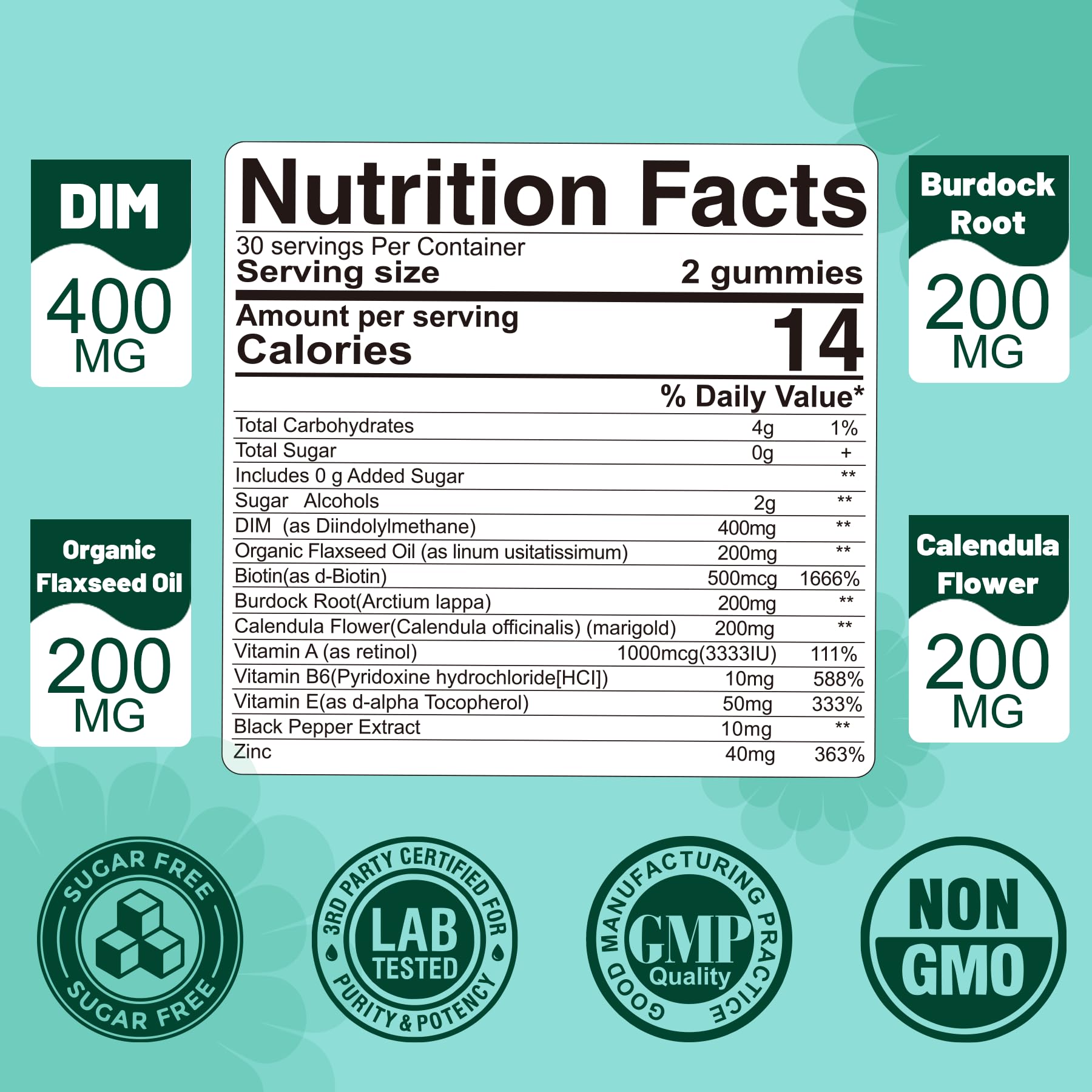 EnvyDeal DIM Supplement Women 400mg – Hormone Balance, Sugar Free Gummies, Bioperine & Flaxseed Oil (120 Ct)