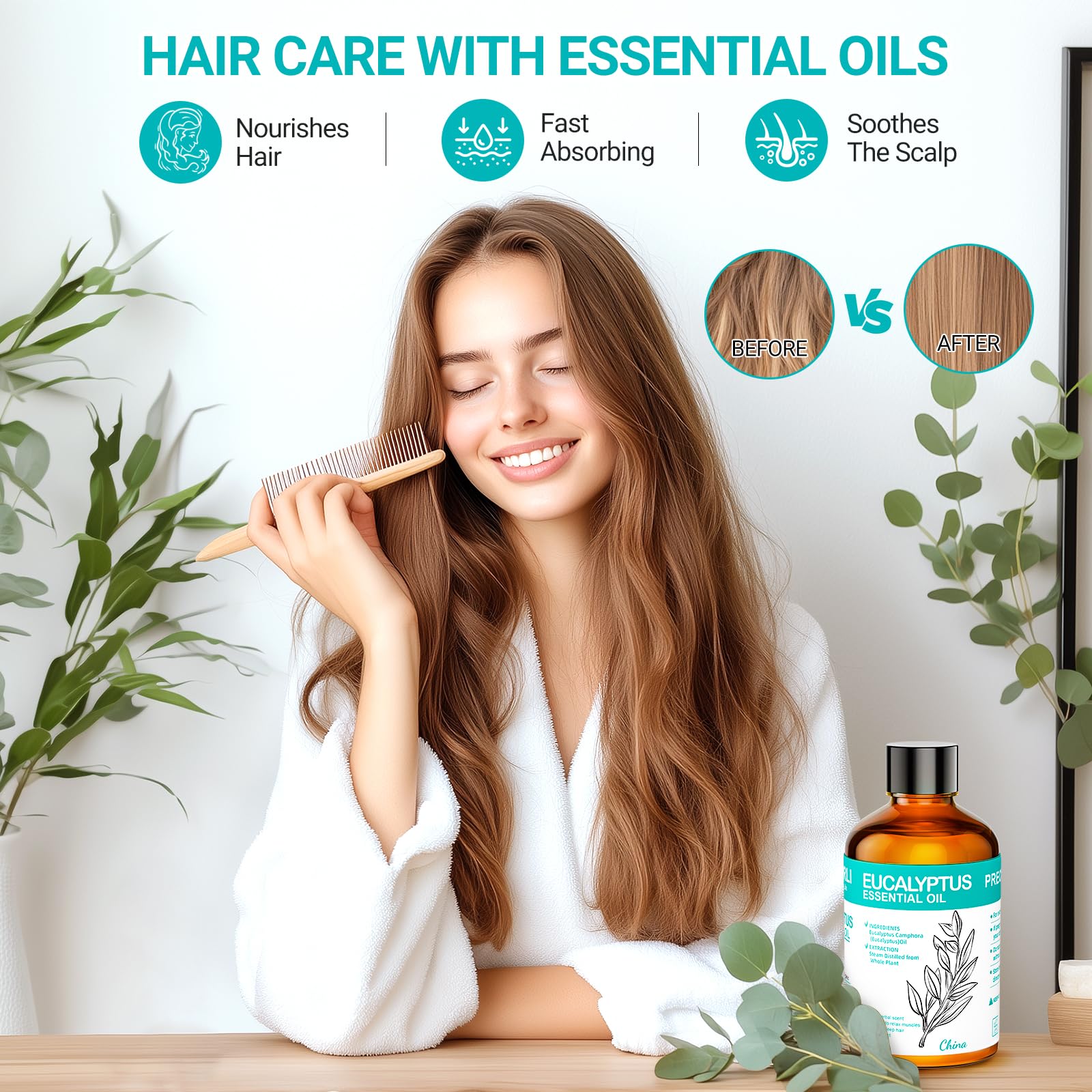 ENYORLI Eucalyptus Essential Oil 3.38 fl oz – 100% Natural, Undiluted, Therapeutic Grade for Skin, Aromatherapy, Diffuser & Humidifier