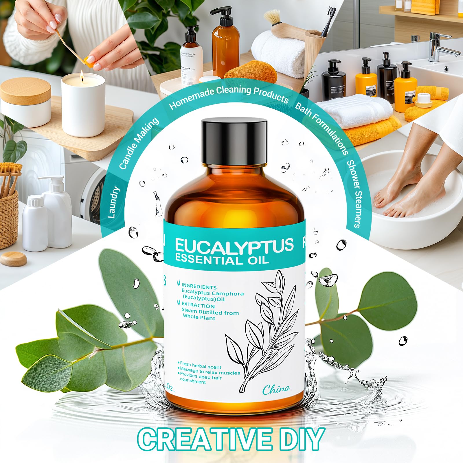 ENYORLI Eucalyptus Essential Oil 3.38 fl oz – 100% Natural, Undiluted, Therapeutic Grade for Skin, Aromatherapy, Diffuser & Humidifier