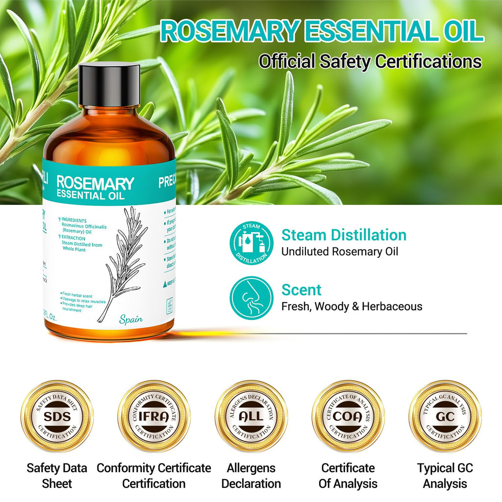 ENYORLI Rosemary Oil 3.38 fl oz – 100% Natural Essential Oil for Hair, Skin, Diffusers & Aromatherapy
