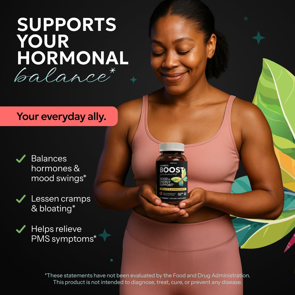 Enyvia Female Libido Booster Gummies - Shilajit & Ashwagandha for Hormonal Balance (60 ct, USA)