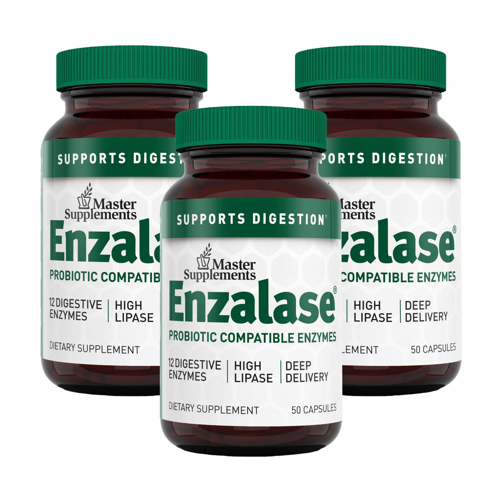 Enzalase Digestive Enzymes - 50 Capsules x3 | Probiotic Compatible, Gluten Free