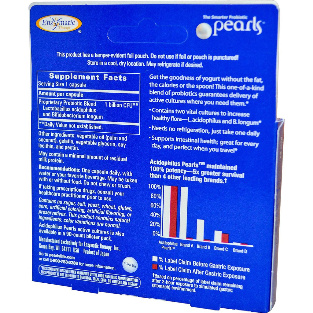 Enzymatic Therapy Acidophilus Pearls - 30 Capsules | Probiotic Supplement