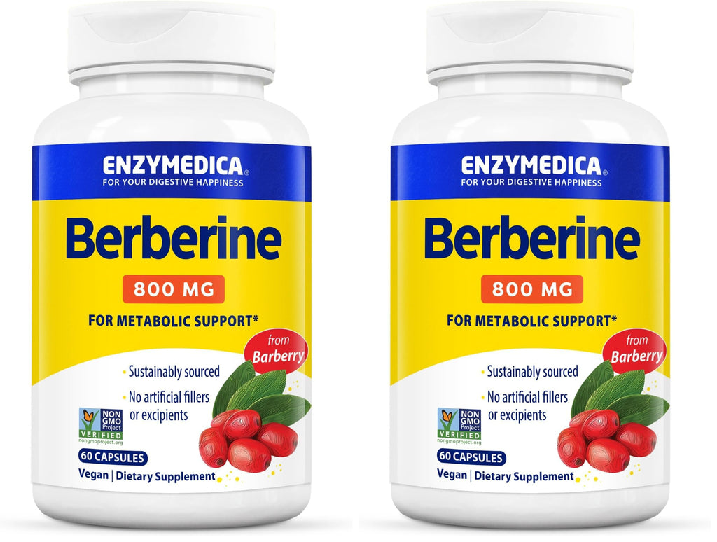 Enzymedica Berberine 800 mg – Vegan Metabolic Support Capsules (Pack of 2) | Sustainably Sourced Barberry
