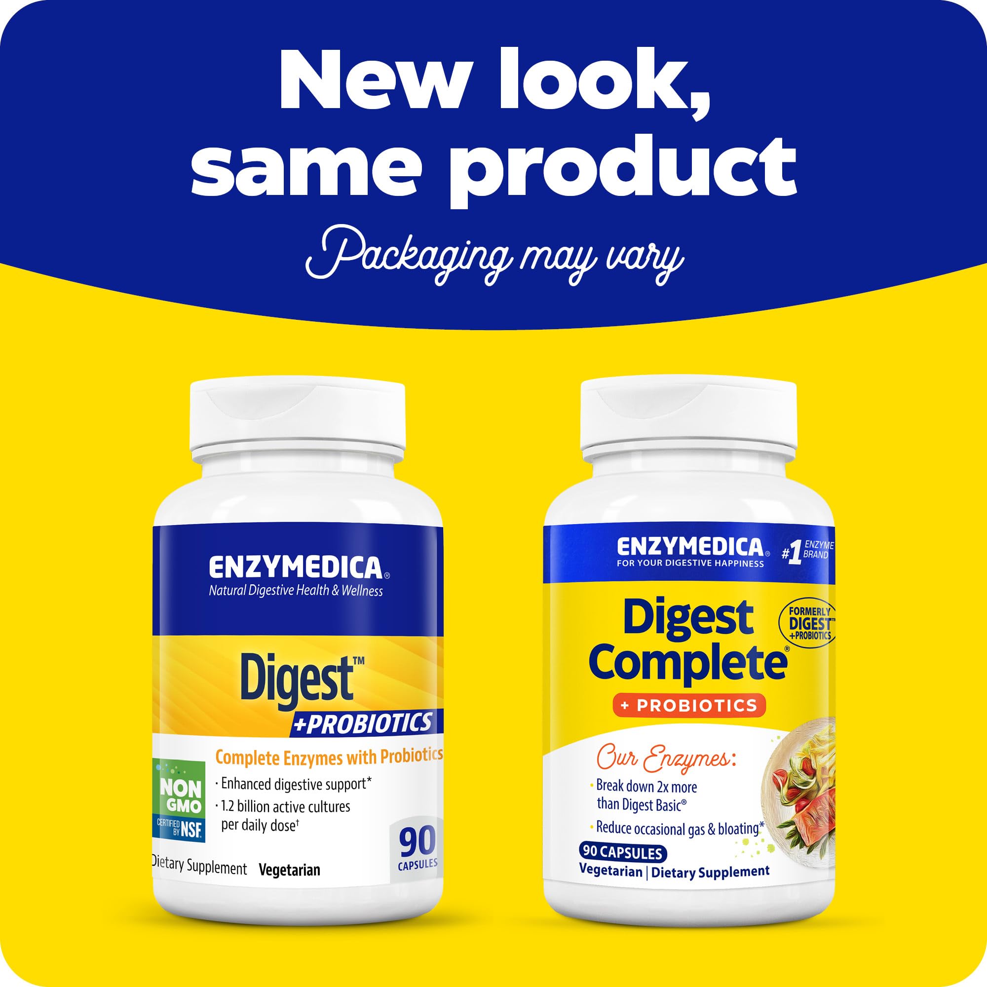 Enzymedica Digest Complete + Probiotics – Full-Range Enzymes + 800M CFU per Capsule (90 Capsules)
