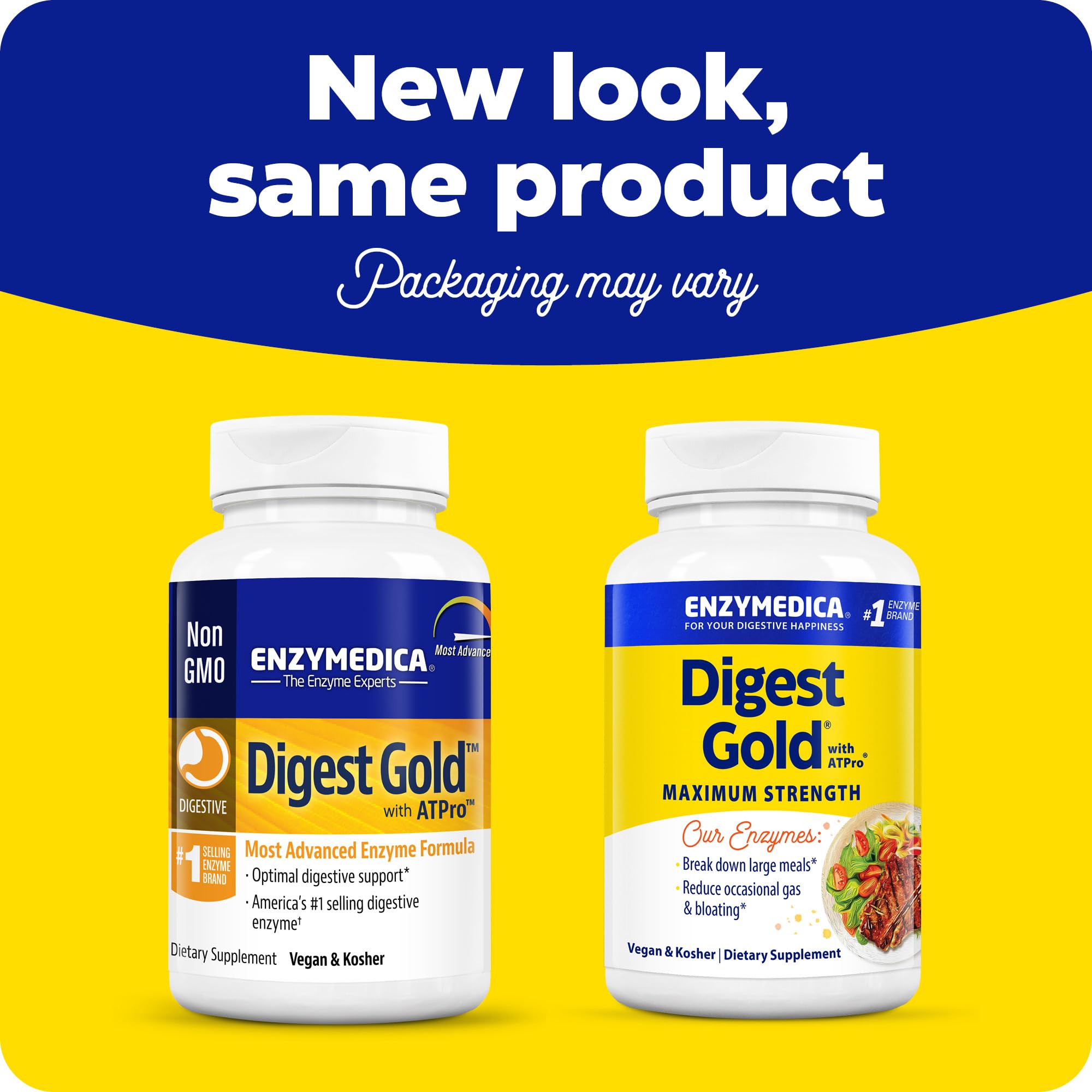 Enzymedica Digest Gold + ATPro — Maximum Strength Enzyme Formula, 14 Enzymes, 180 Capsules