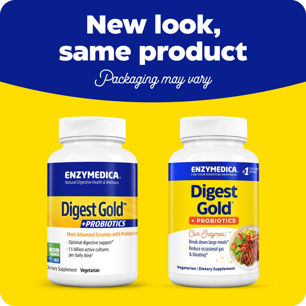 Enzymedica Digest Gold + Probiotics – 2-in-1 Digestive Enzymes & Probiotic Support, 90 Capsules