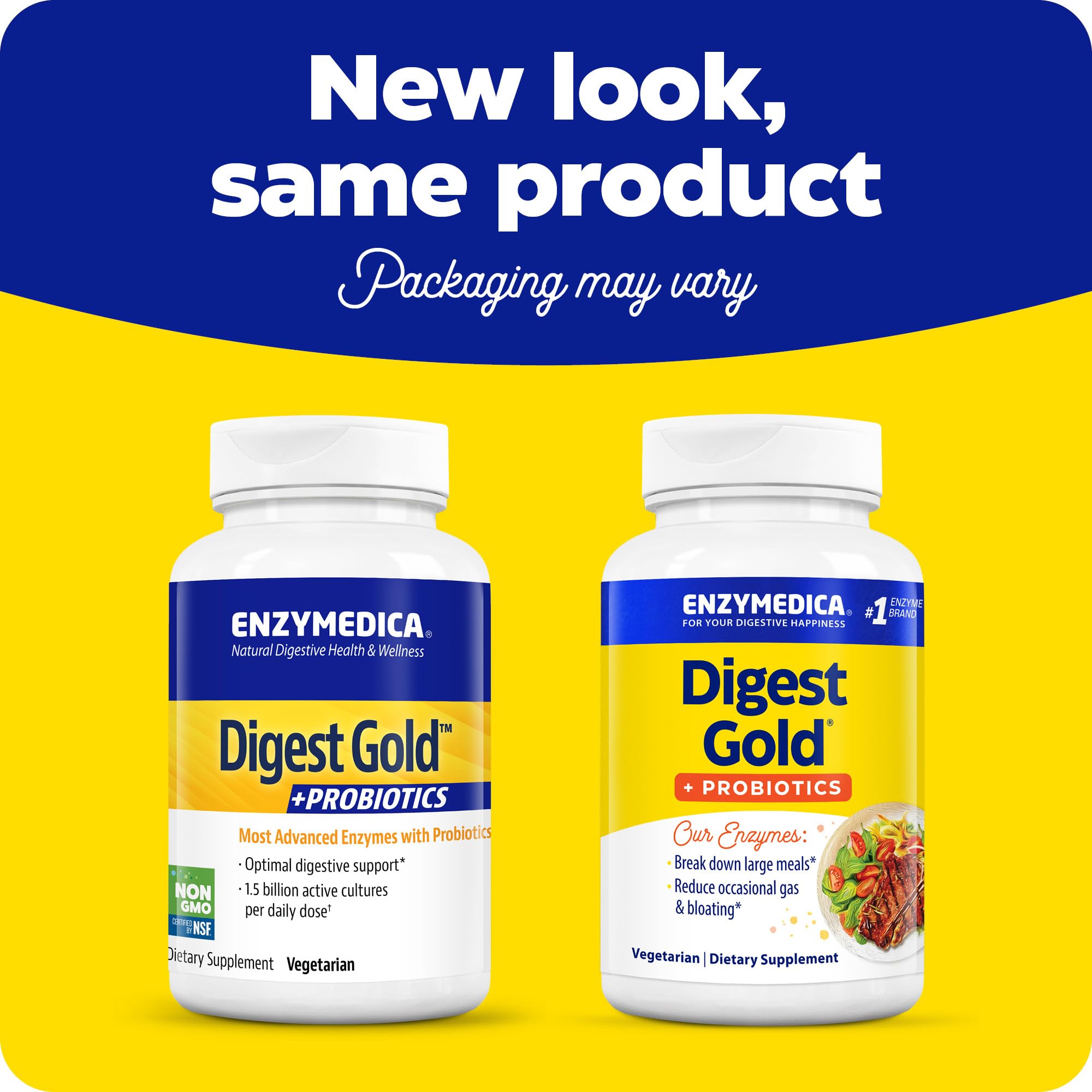 Enzymedica Digest Gold + Probiotics – 2-in-1 Digestive Enzymes & Probiotic Support, 180 Capsules
