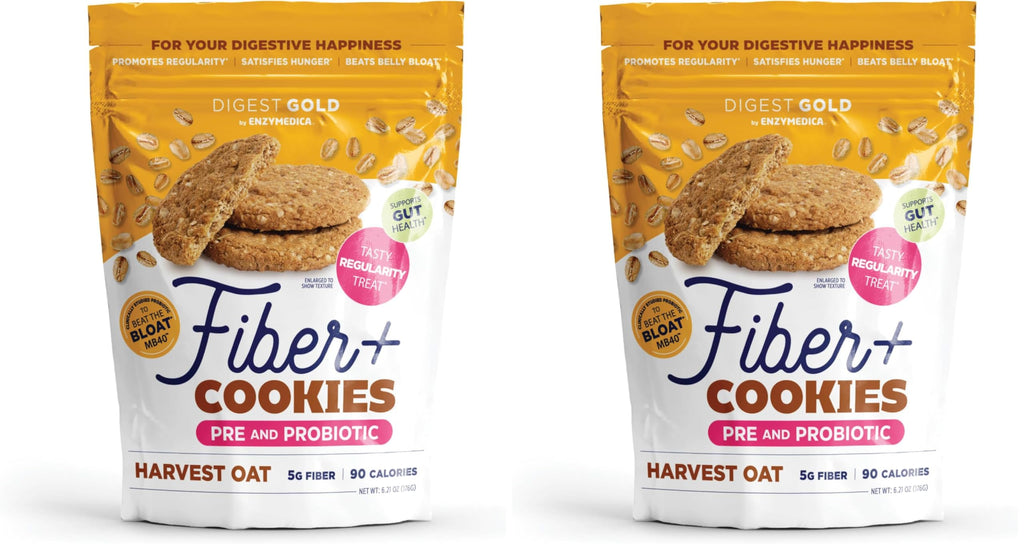 Enzymedica Digest Gold Fiber+ Cookies – Daily Prebiotic & Probiotic Fiber (Harvest Oat, Pack of 2)