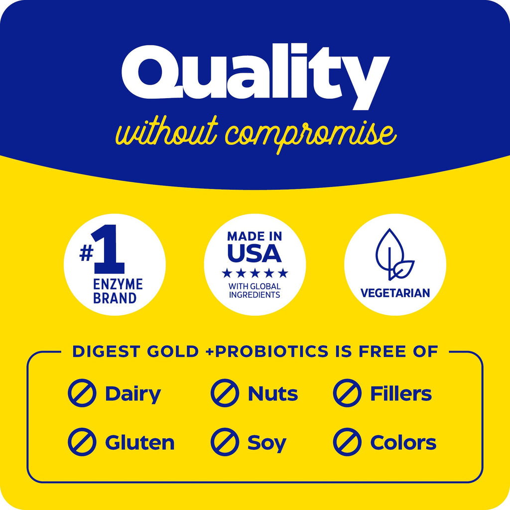 Enzymedica Digest Gold + Probiotics – 2-in-1 Digestive Enzymes & Probiotic Support, 180 Capsules