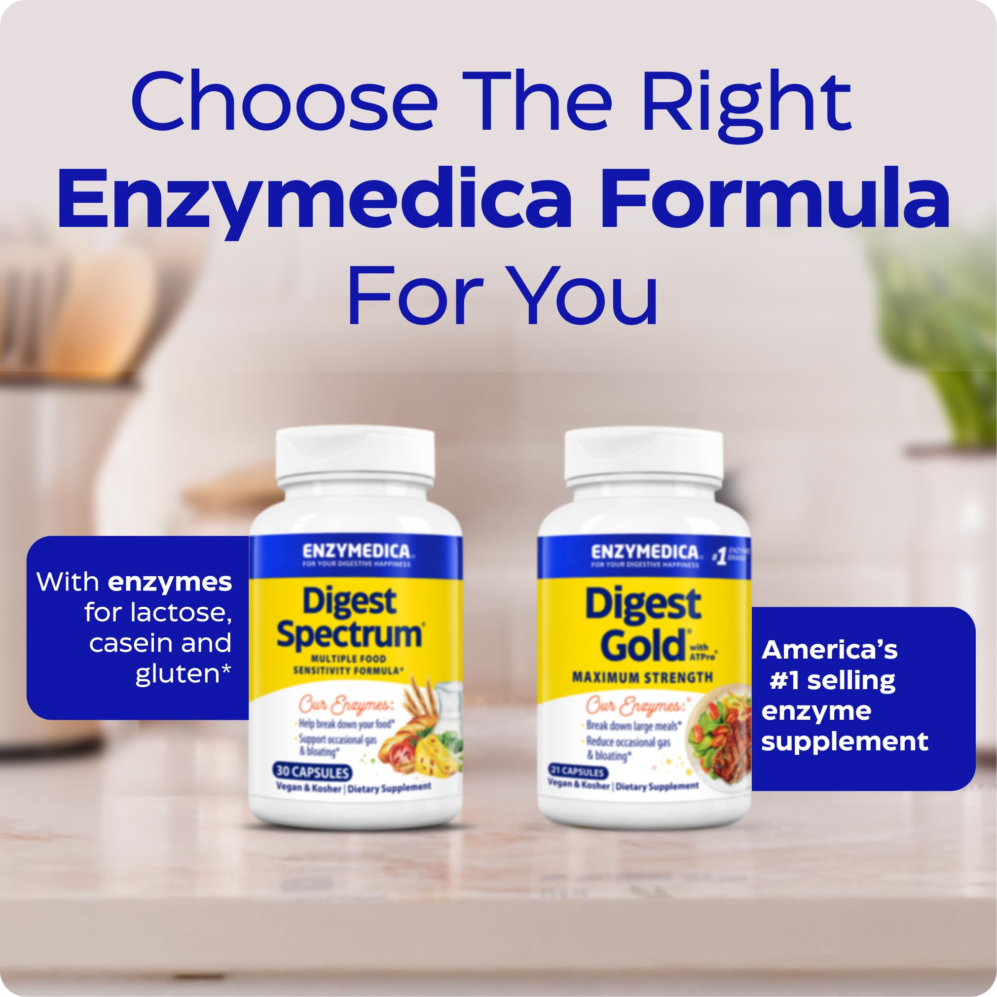 Enzymedica Digest Spectrum – Advanced Digestive Enzymes for Gluten, Lactose & Food Intolerances | 120 Capsules