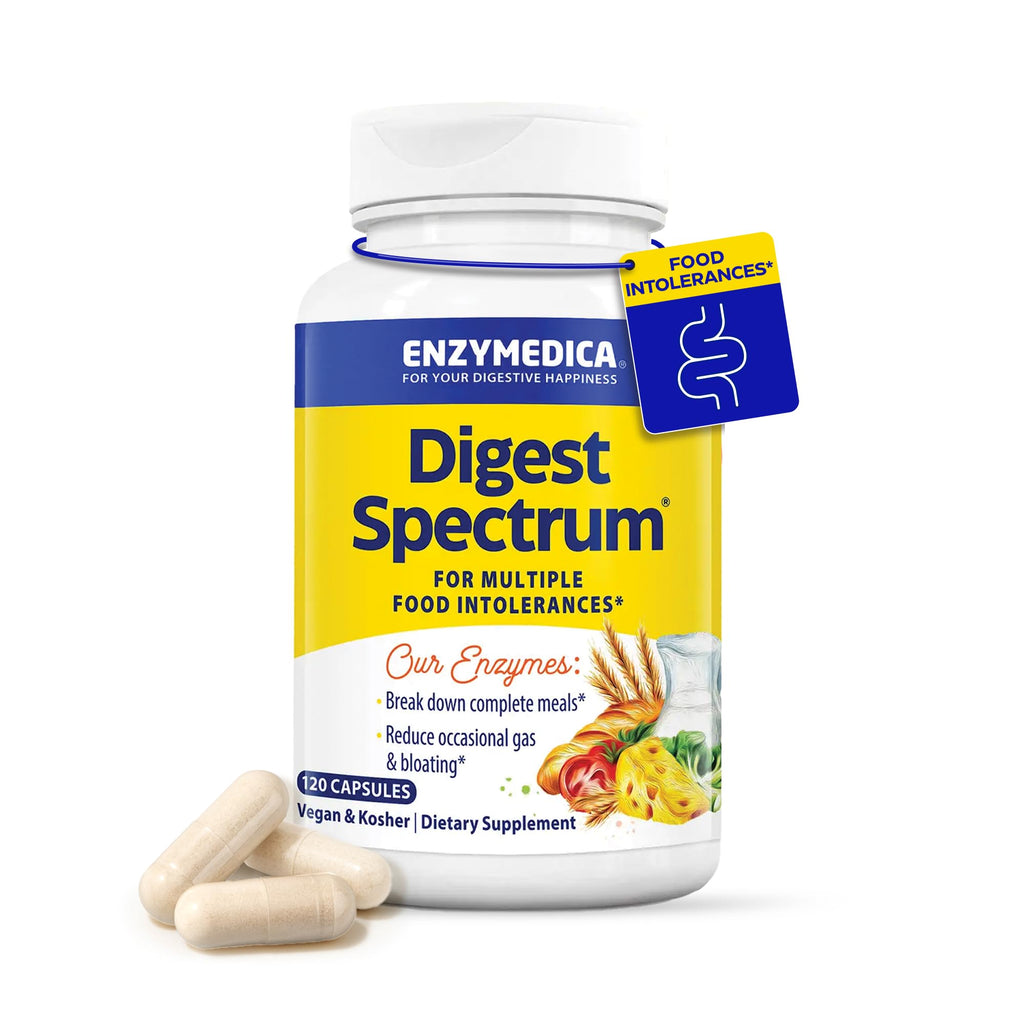 Enzymedica Digest Spectrum – Advanced Digestive Enzymes for Gluten, Lactose & Food Intolerances | 120 Capsules