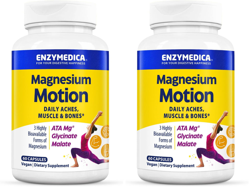 Enzymedica Magnesium Motion – 60 Count (Pack of 2) with 3 Forms: ATA Mg, Glycinate, Malate
