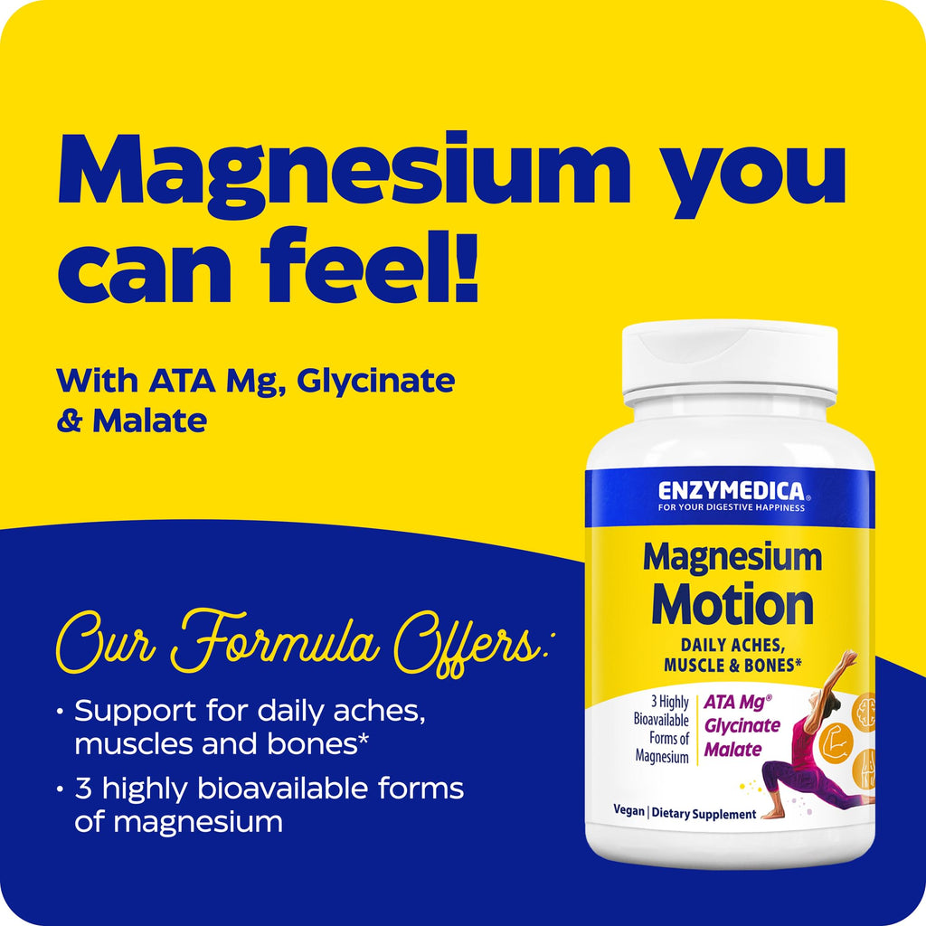 Enzymedica Magnesium Motion – 60 Count (Pack of 2) with 3 Forms: ATA Mg, Glycinate, Malate