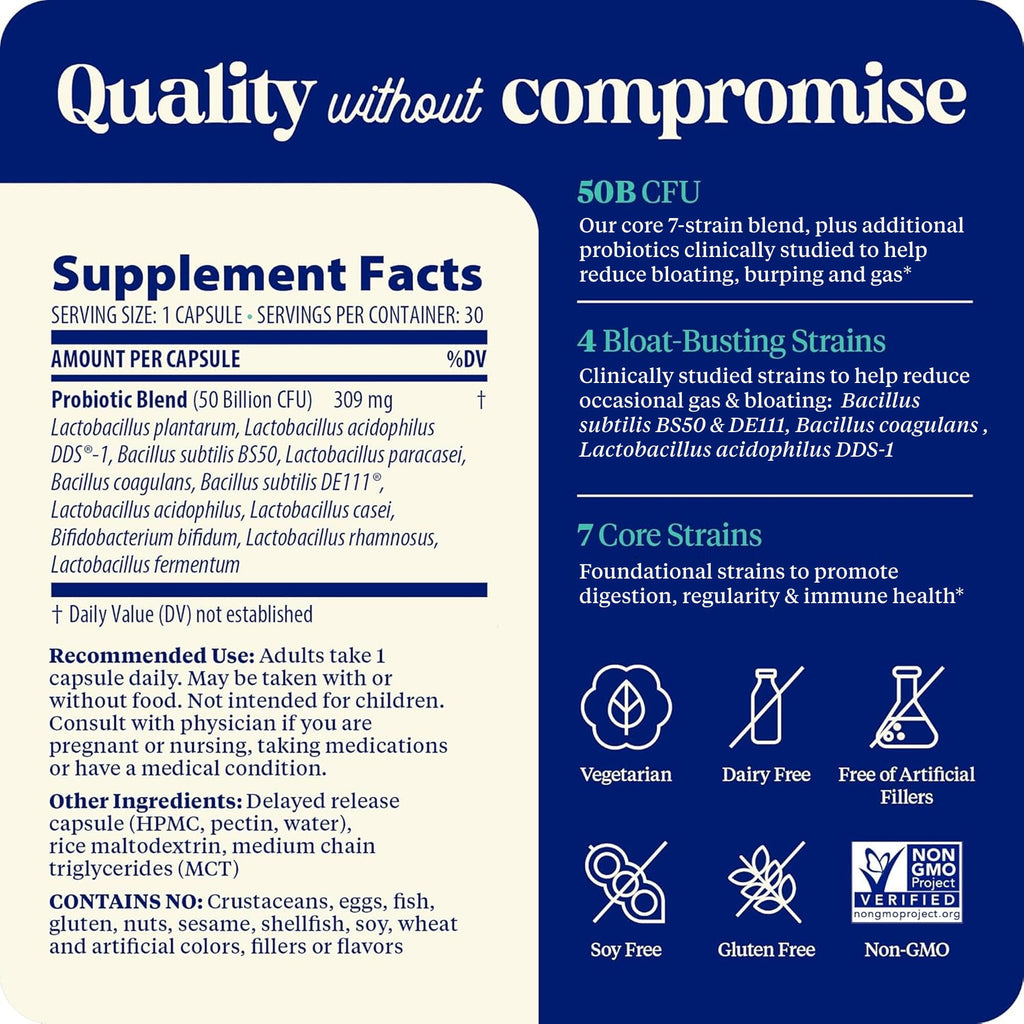 Enzymedica SubCulture Probiotics for Gas & Bloating – 50B CFU, 30 Count