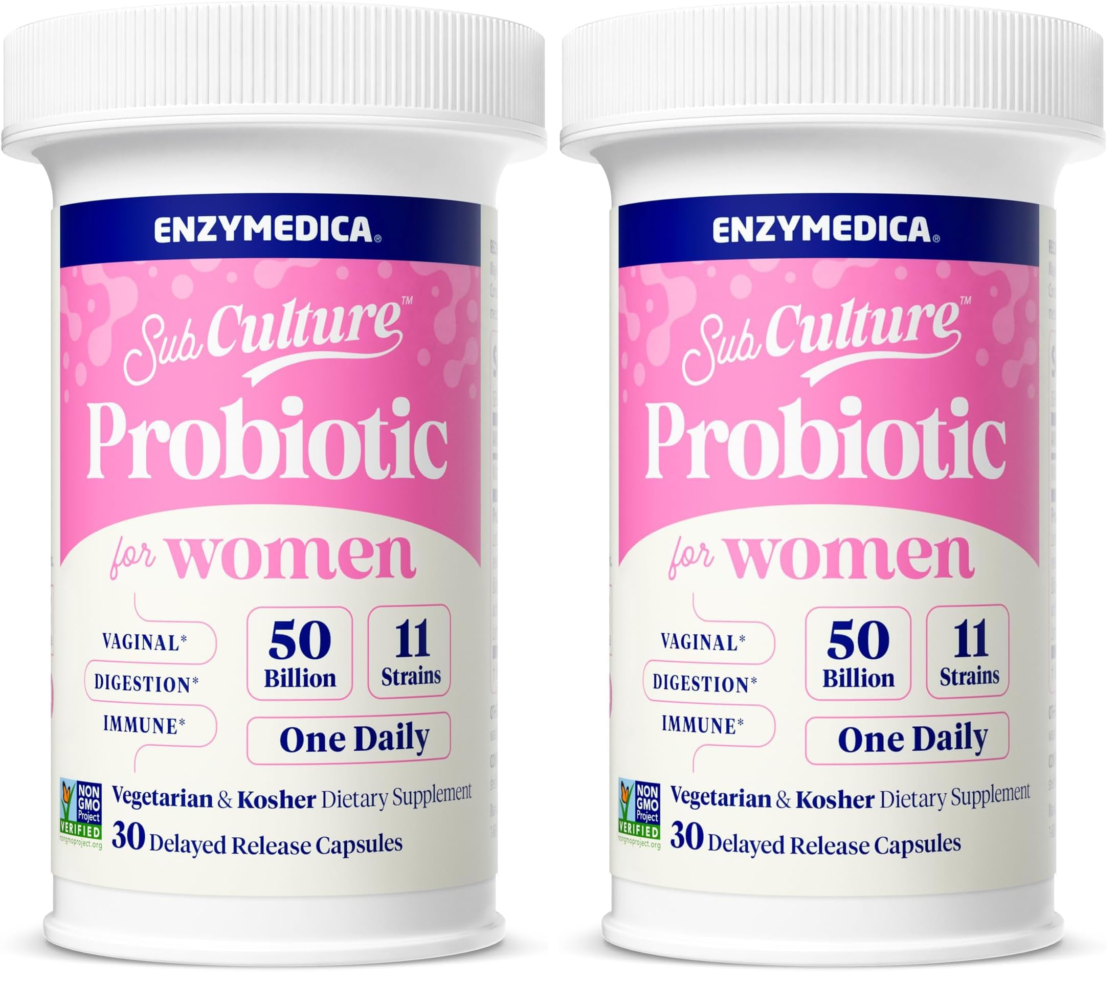 Enzymedica SubCulture Probiotics for Women – 50B CFU, Vaginal & Urinary Health, Pack of 2