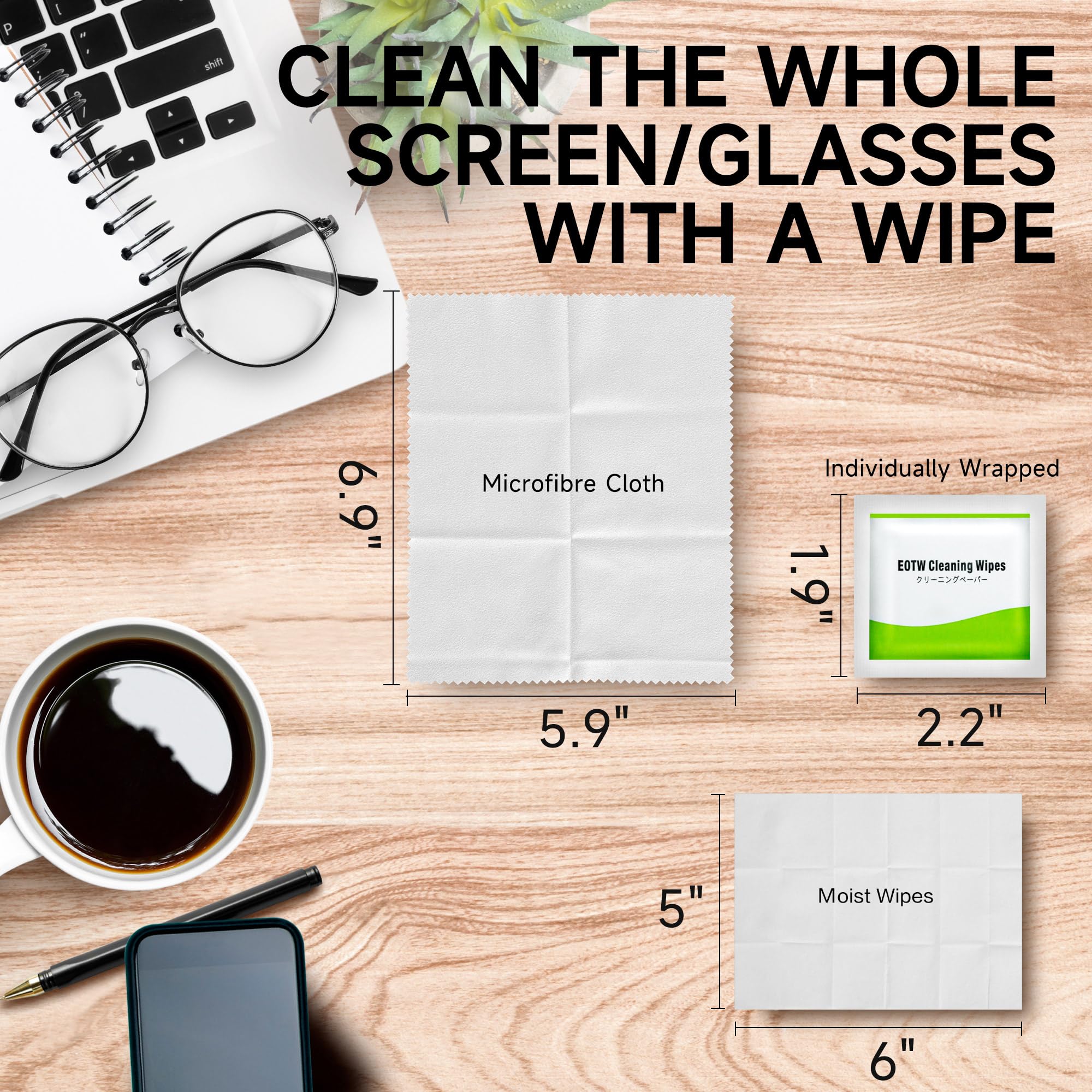 EOTW Computer Screen Wipes – 120 Individually Wrapped, Pre-moistened Cleaner for iPhone, iPad, Tablet, Laptop