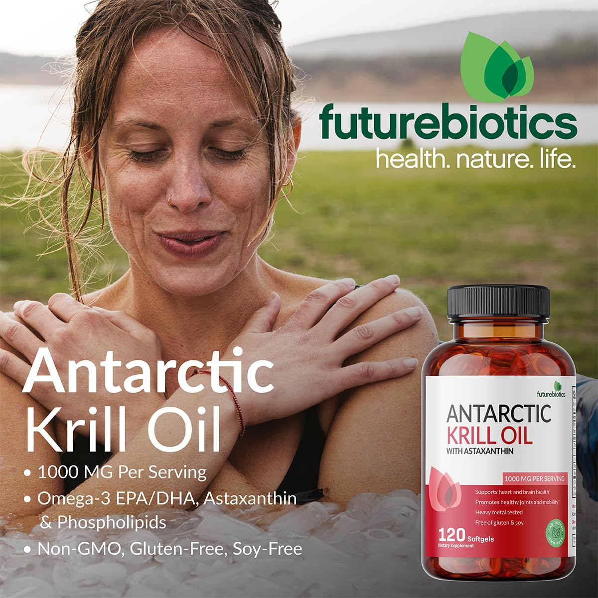 Futurebiotics Antarctic Krill Oil 1000mg – Omega-3 EPA/DHA, Astaxanthin, 250 Softgels