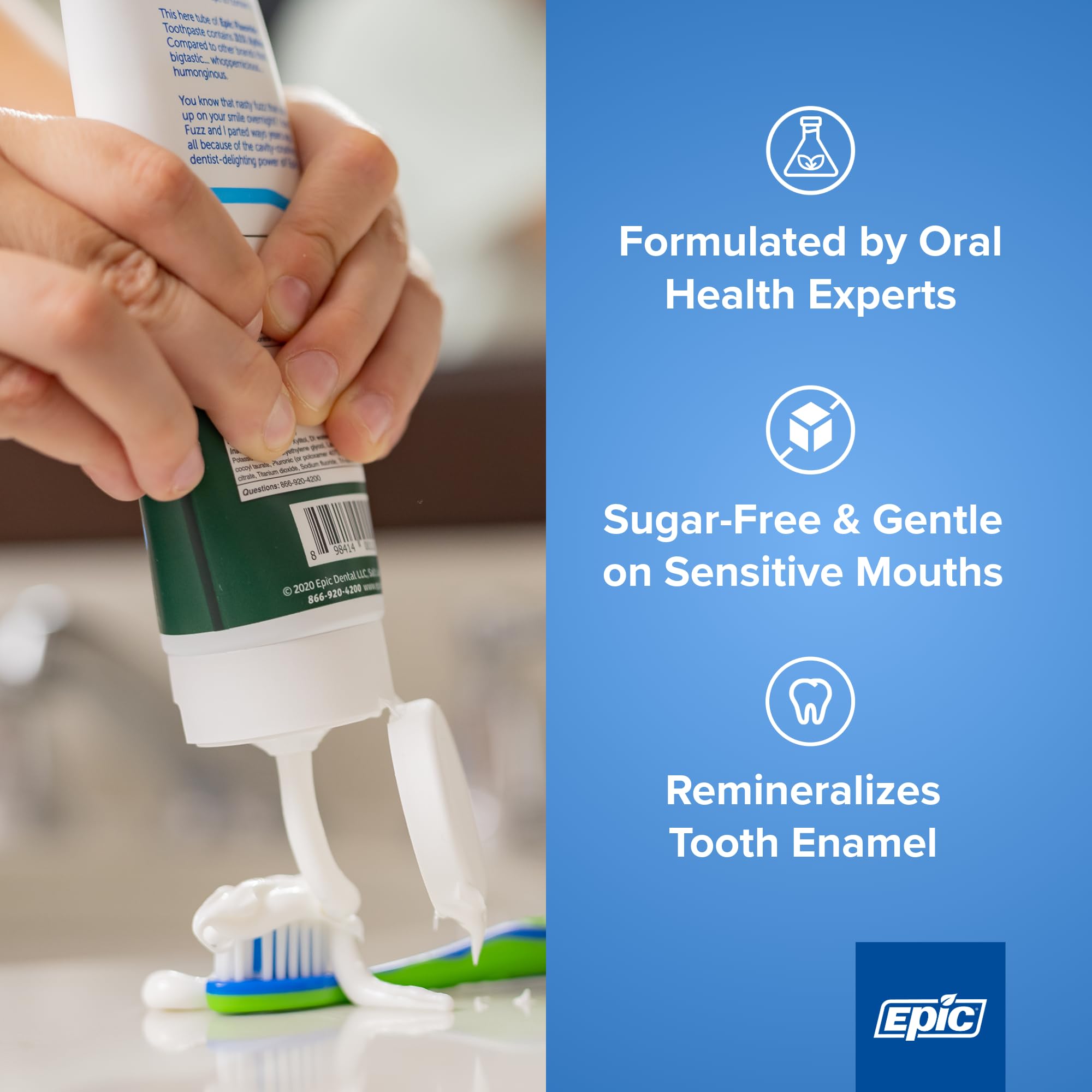 Epic Dental Xylitol Fluoride Toothpaste for Adults – SLS-Free Spearmint, 31% Xylitol – 4.9oz 2-Pack
