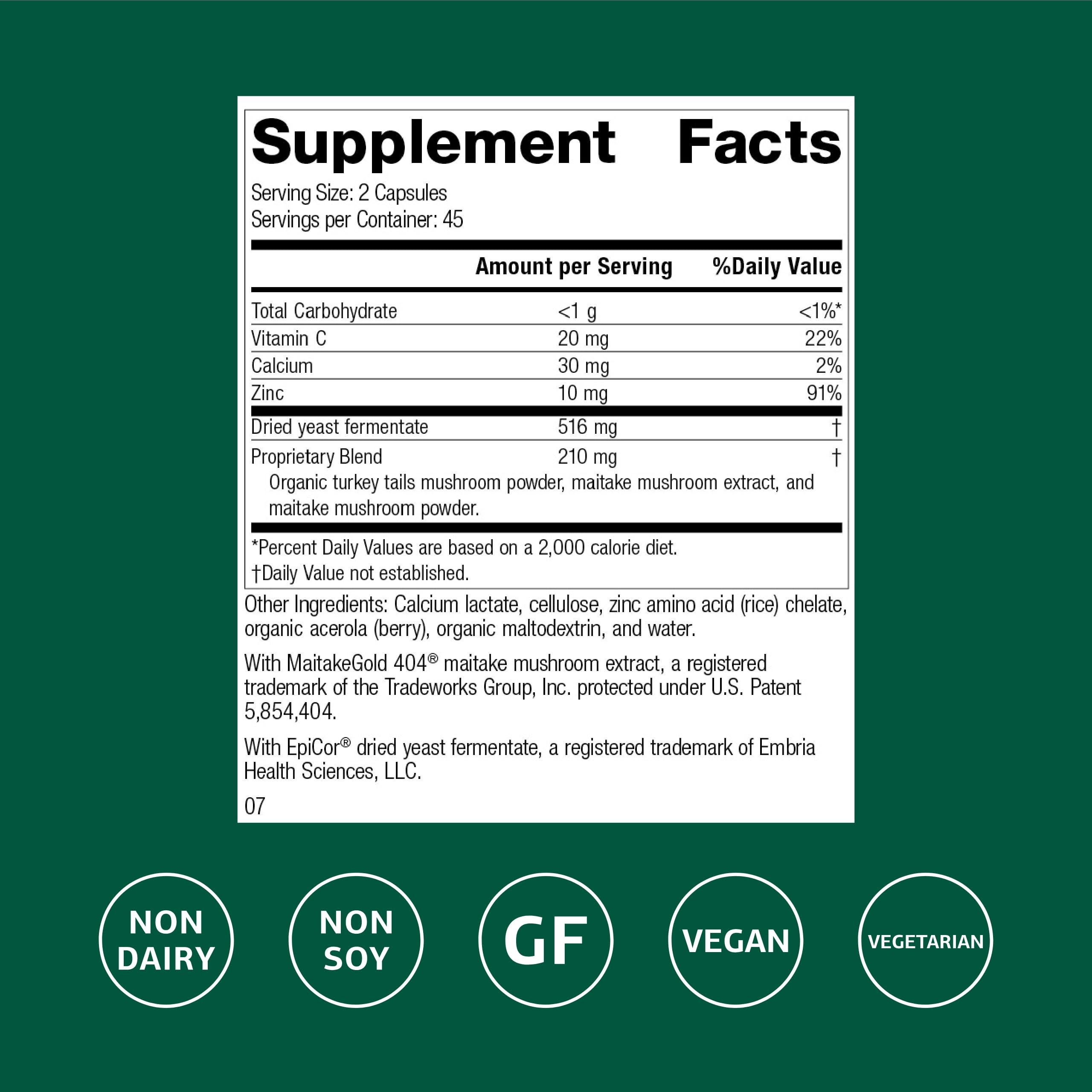 Epimune Complex by Standard Process – Vegan Immune Support with Maitake & Turkey Tail (90 Capsules)