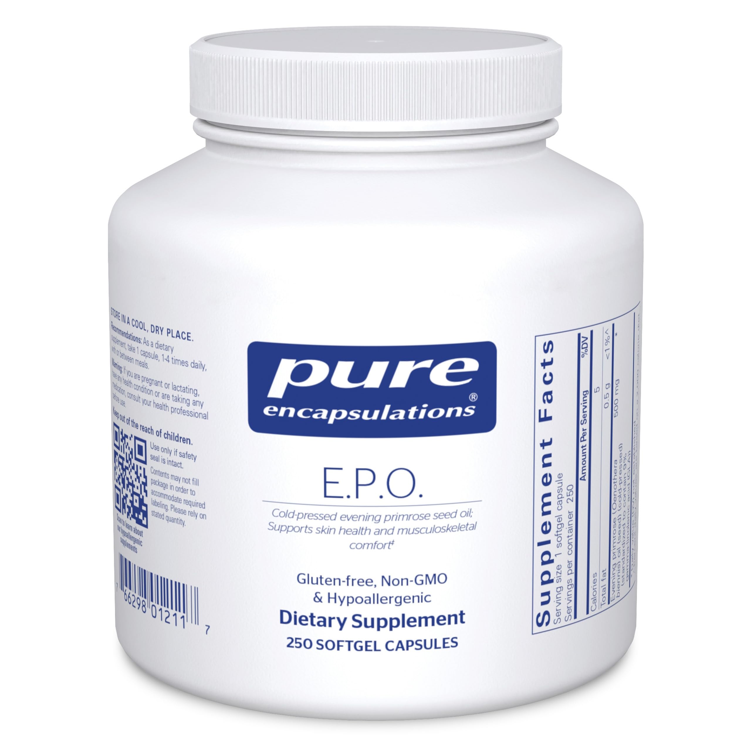 Pure Encapsulations E.P.O. (Evening Primrose Oil) – Hypoallergenic 9% GLA, 250 Softgels