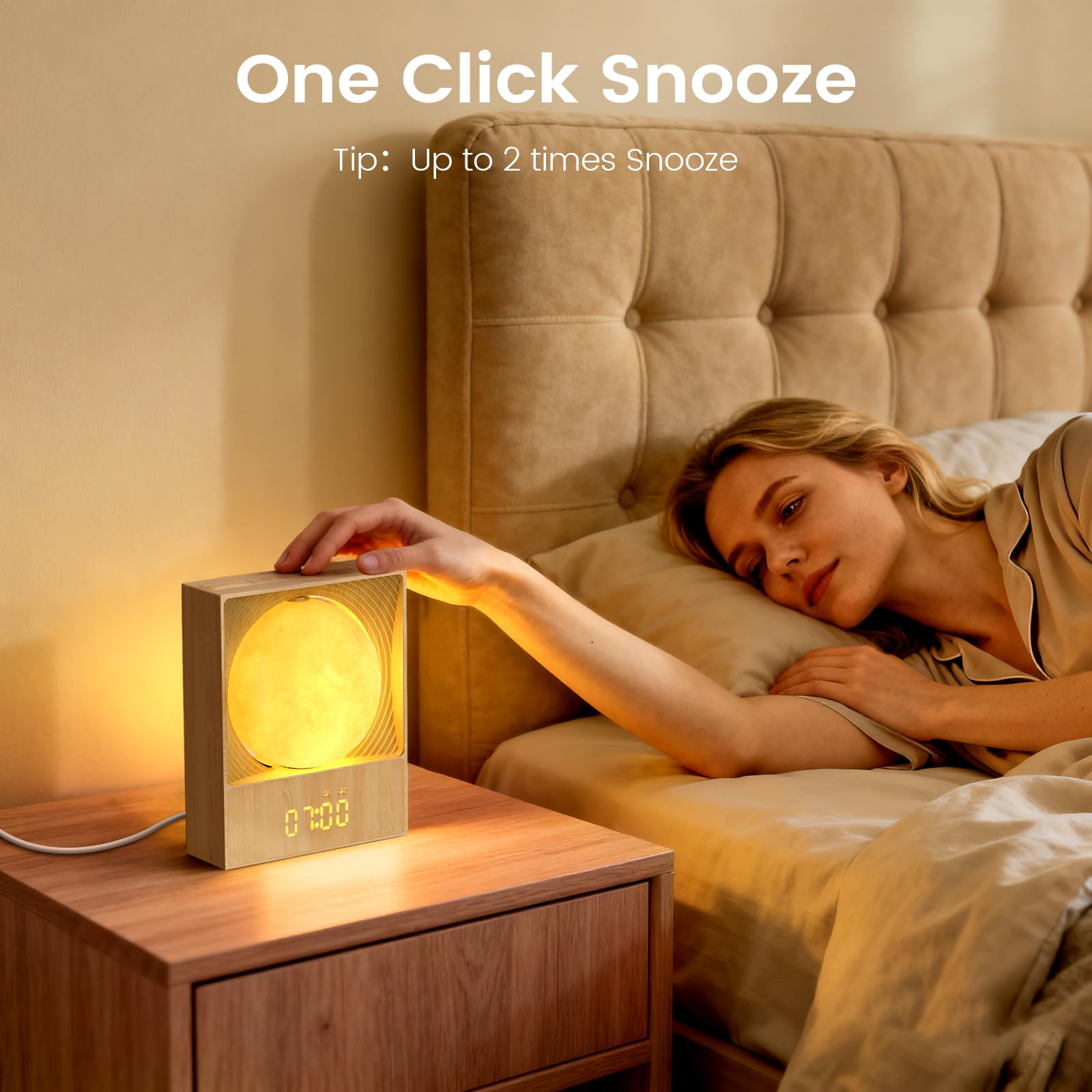 Epochleno Sunrise Alarm Clock — 360° Moonlight, 10 White Noise Sounds, Dual Alarm & Snooze