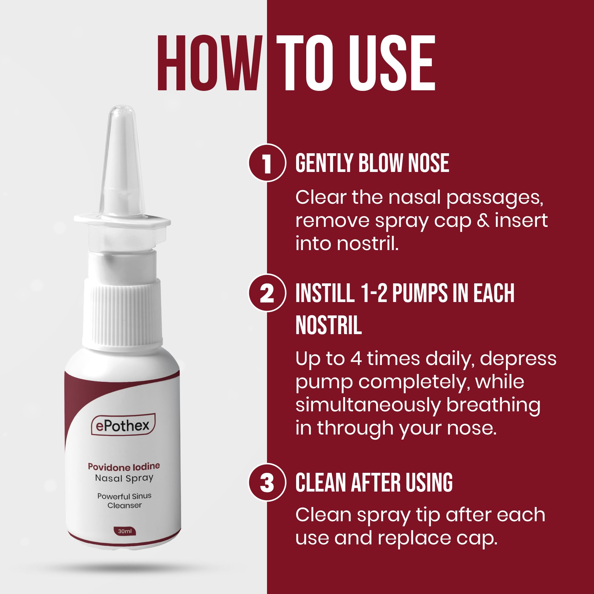 EPOTHEX 1% Povidone Iodine Nasal Spray — Travel-Ready Nasal Cleanser