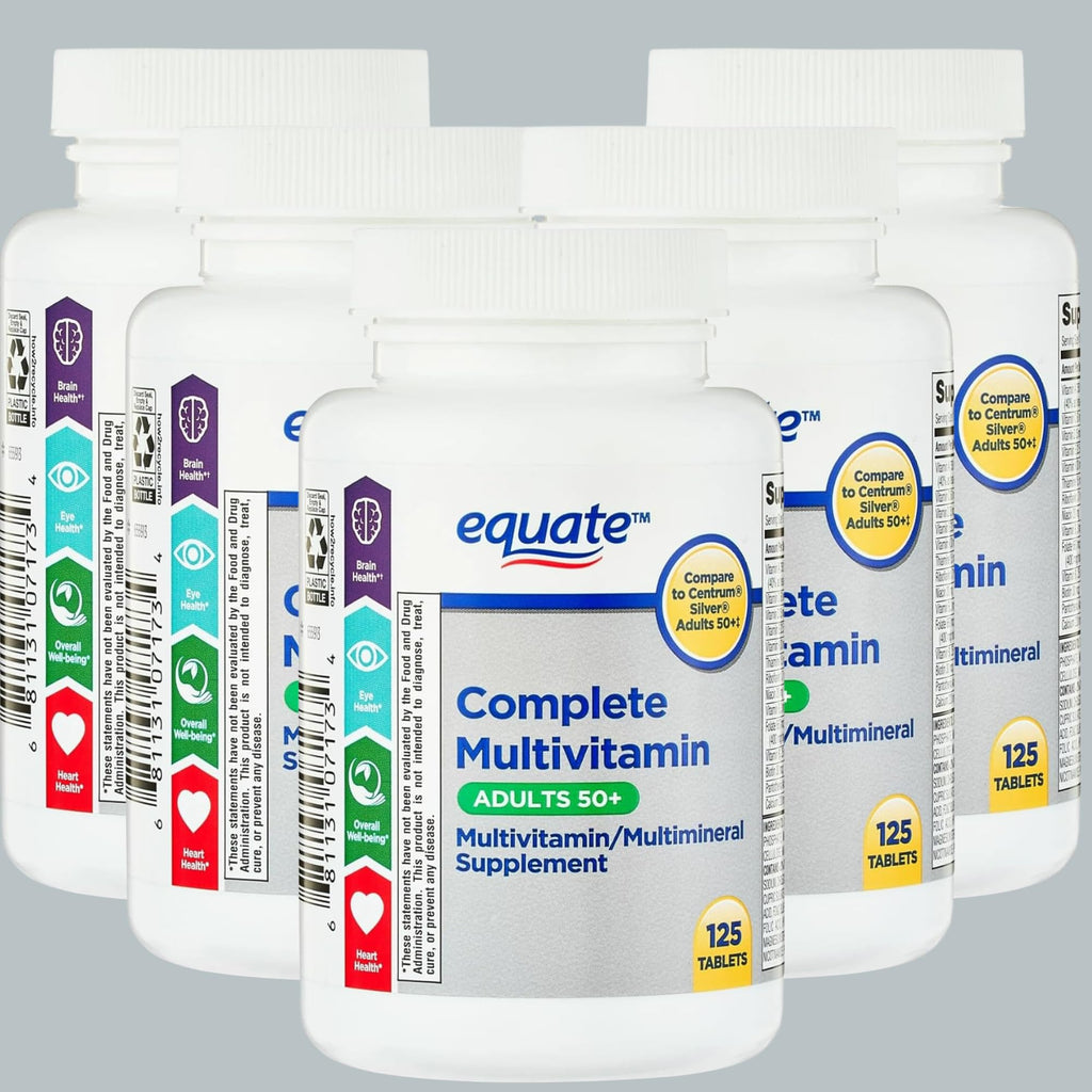 Equate 50+ One Daily Multivitamin - Healthy Brain, 125 Pills | Compare to Centrum Silver
