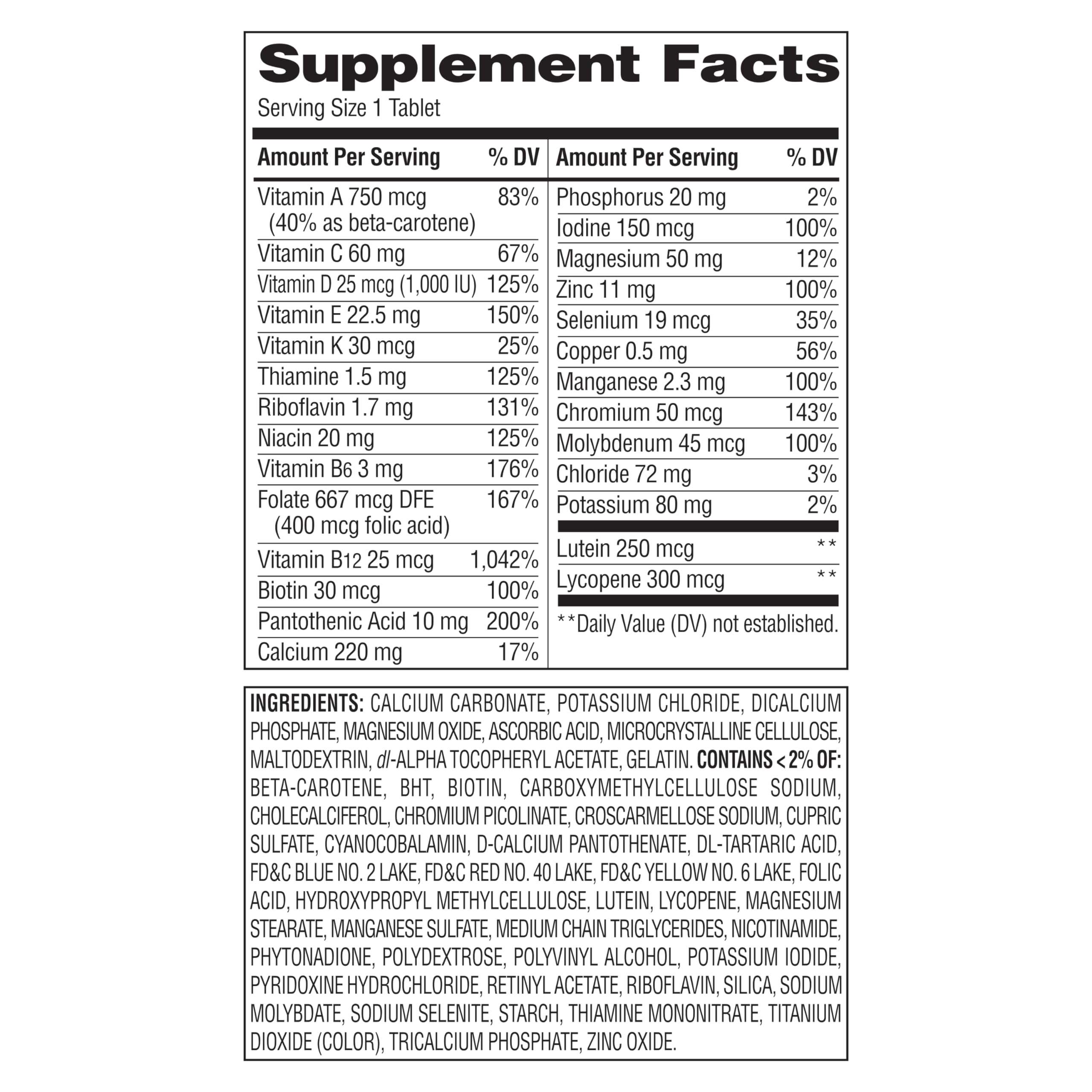 Equate 50+ One Daily Multivitamin – Compare to Centrum Silver (2-pack)