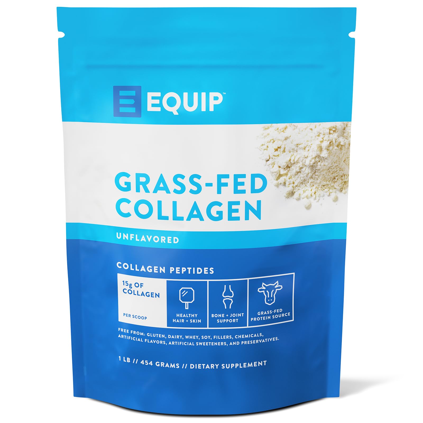 Equip Foods Grass Fed Collagen Powder – Unflavored, 30 Servings, Non-GMO